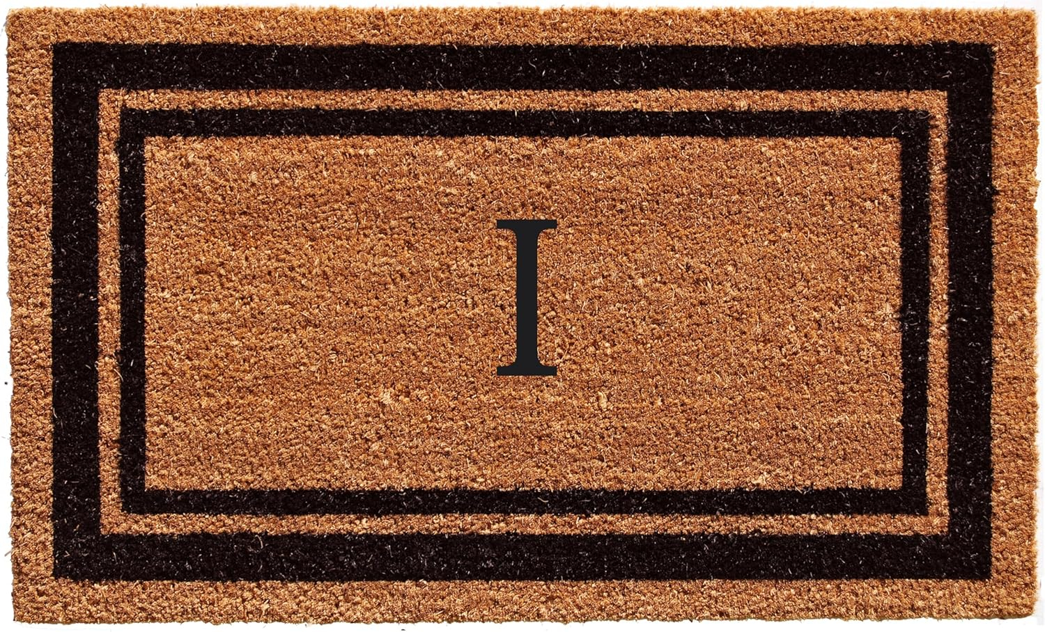 24 x 36 in. Black Border Monogram Rectangular Doormat, Natural - Letter L