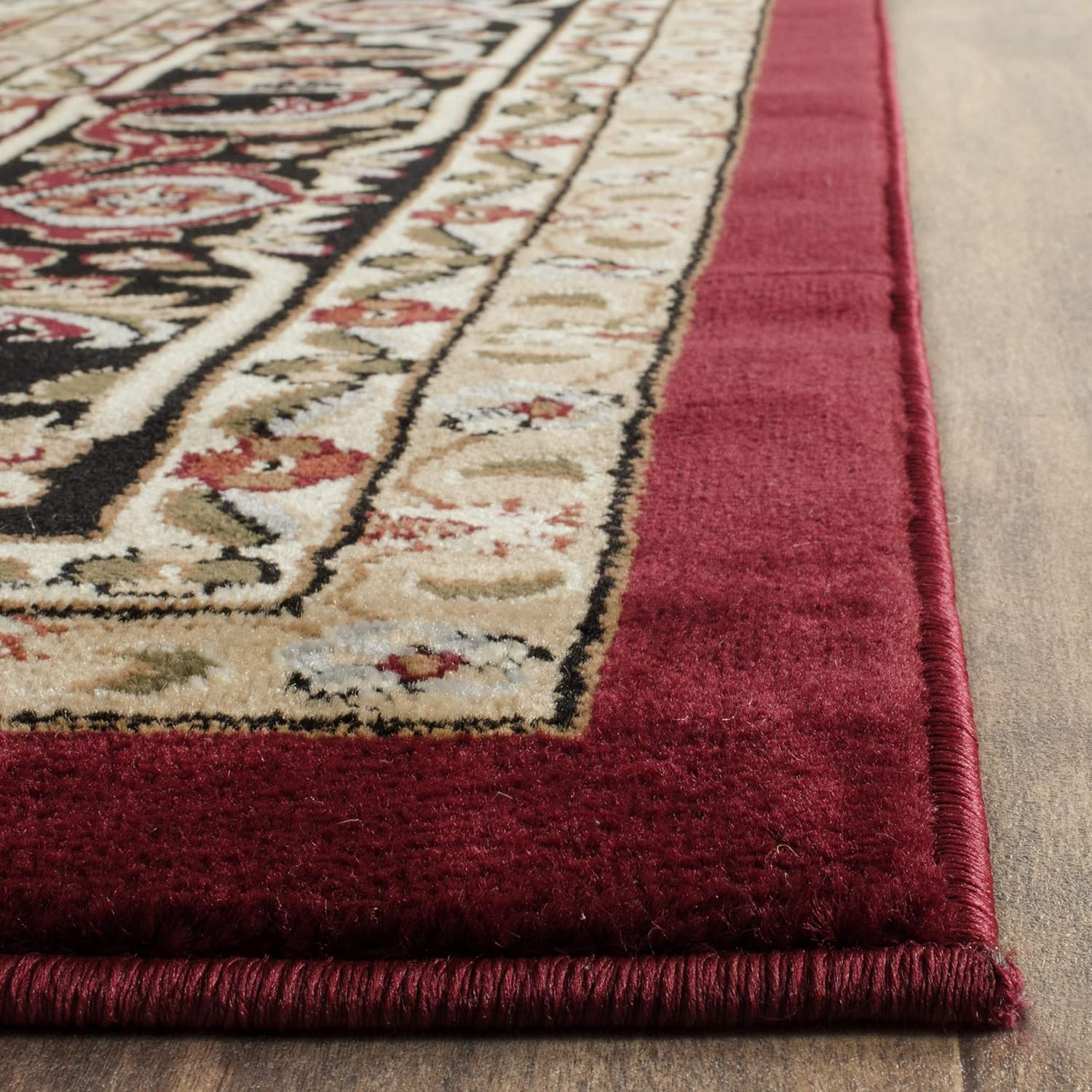Red and Black Synthetic Tufted 10' x 14' Handmade Oriental Area Rug