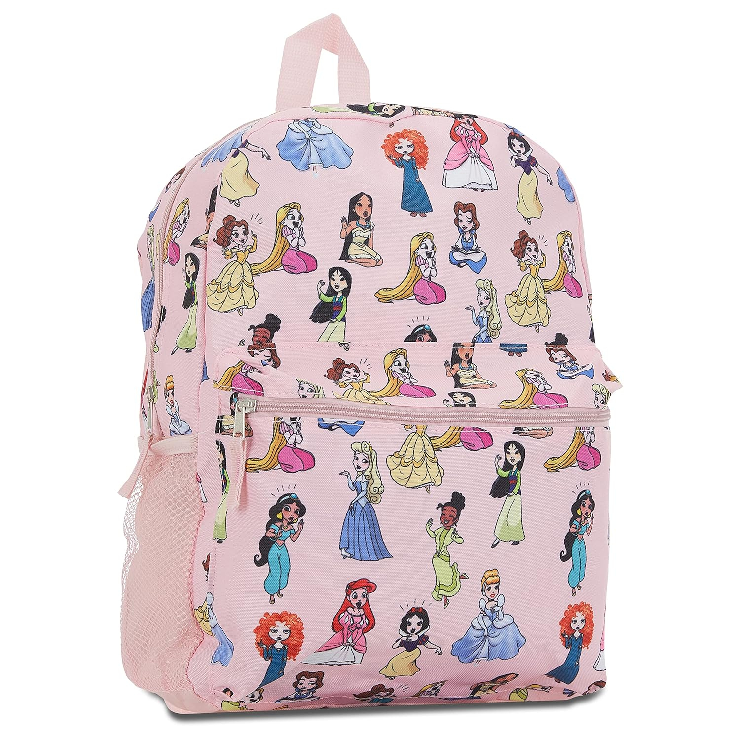 Disney Princess Mochila de 16" con Estampado Integral para Niña Rosa