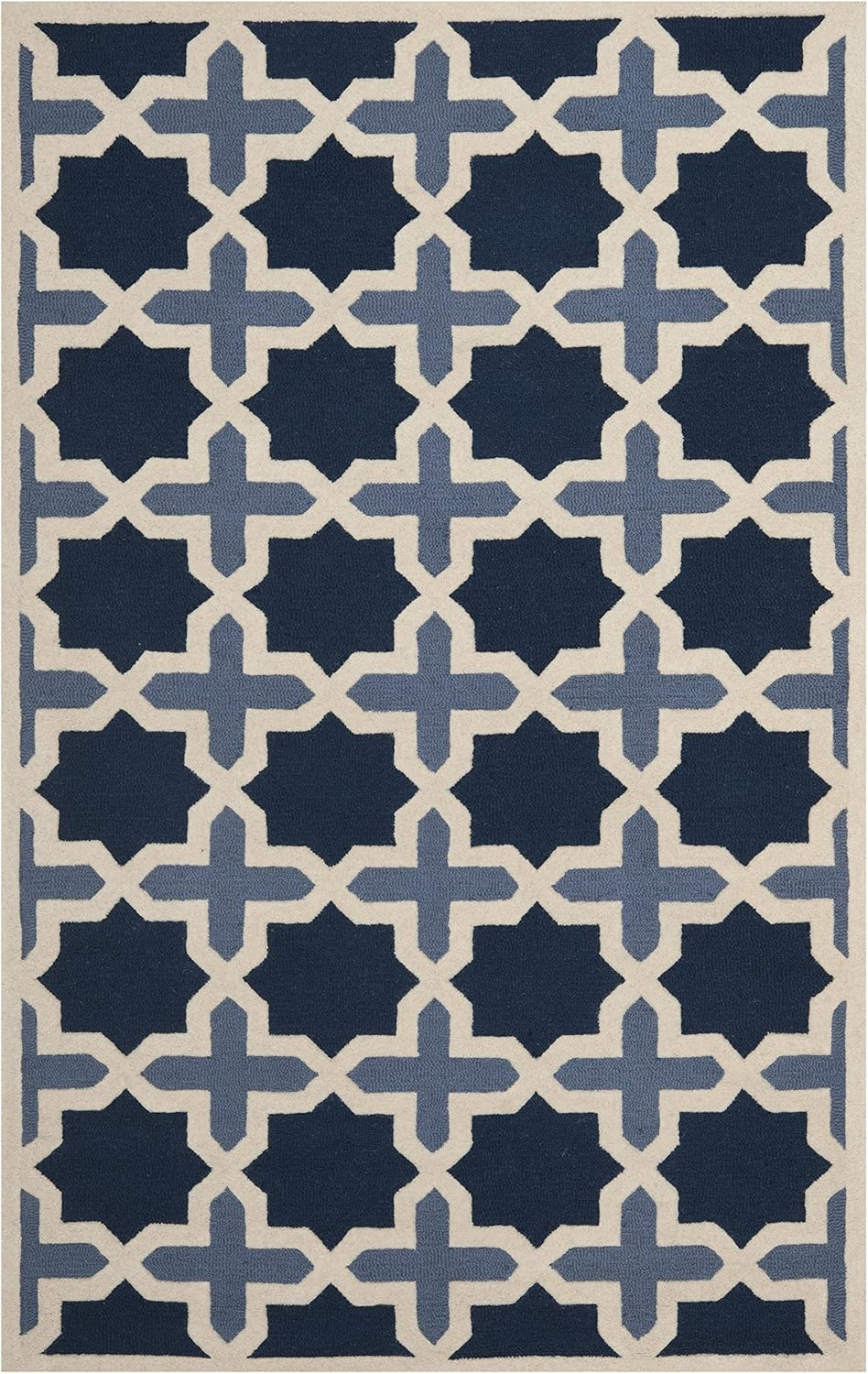 SAFAVIEH Cambridge Lincoln Geometric Wool Area Rug, Blue/Ivory, 10' x 14'