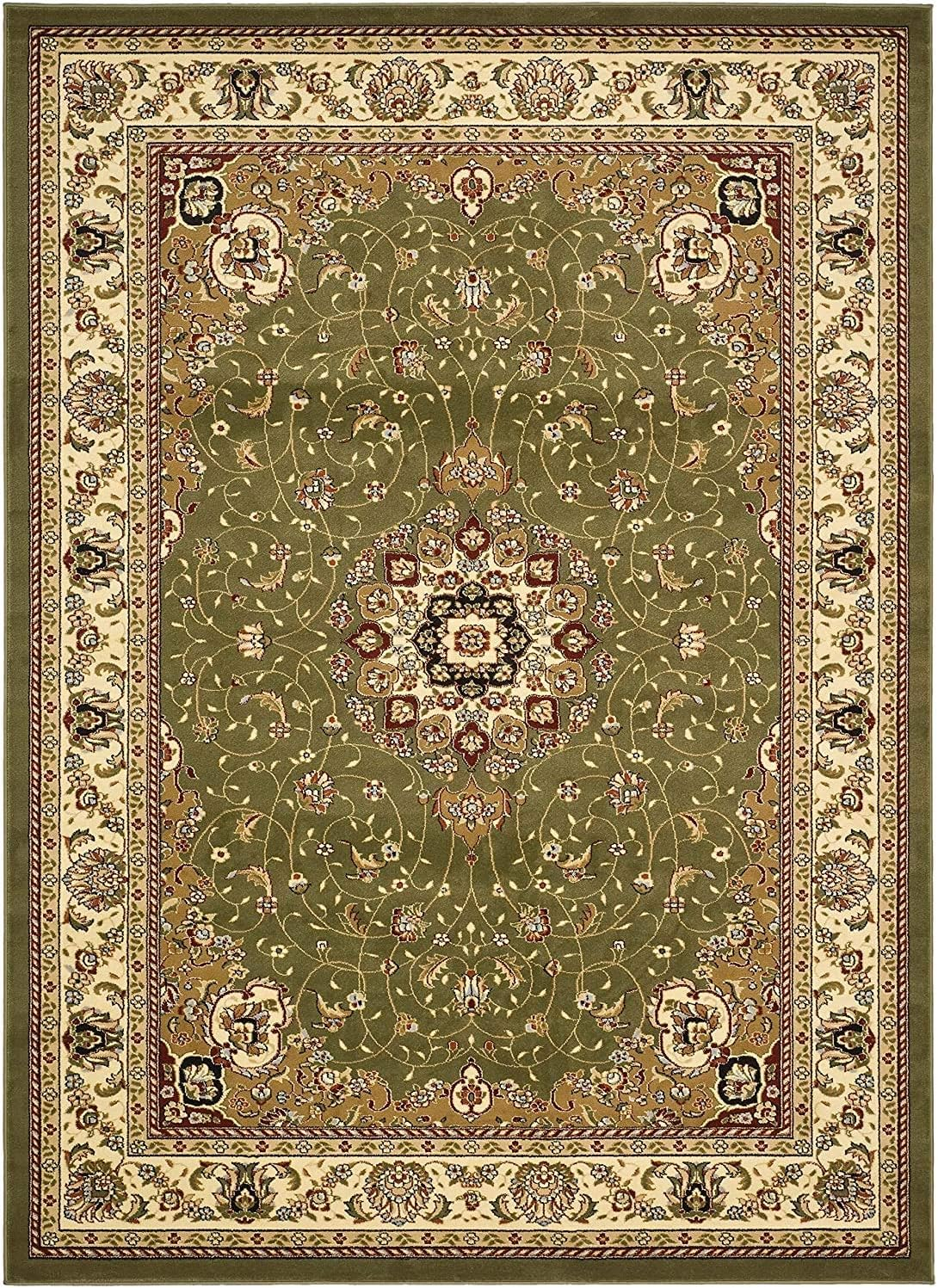 SAFAVIEH Lyndhurst Gabriella Traditional Bordered Area Rug, Sage/Ivory, 10' x 10' Square
