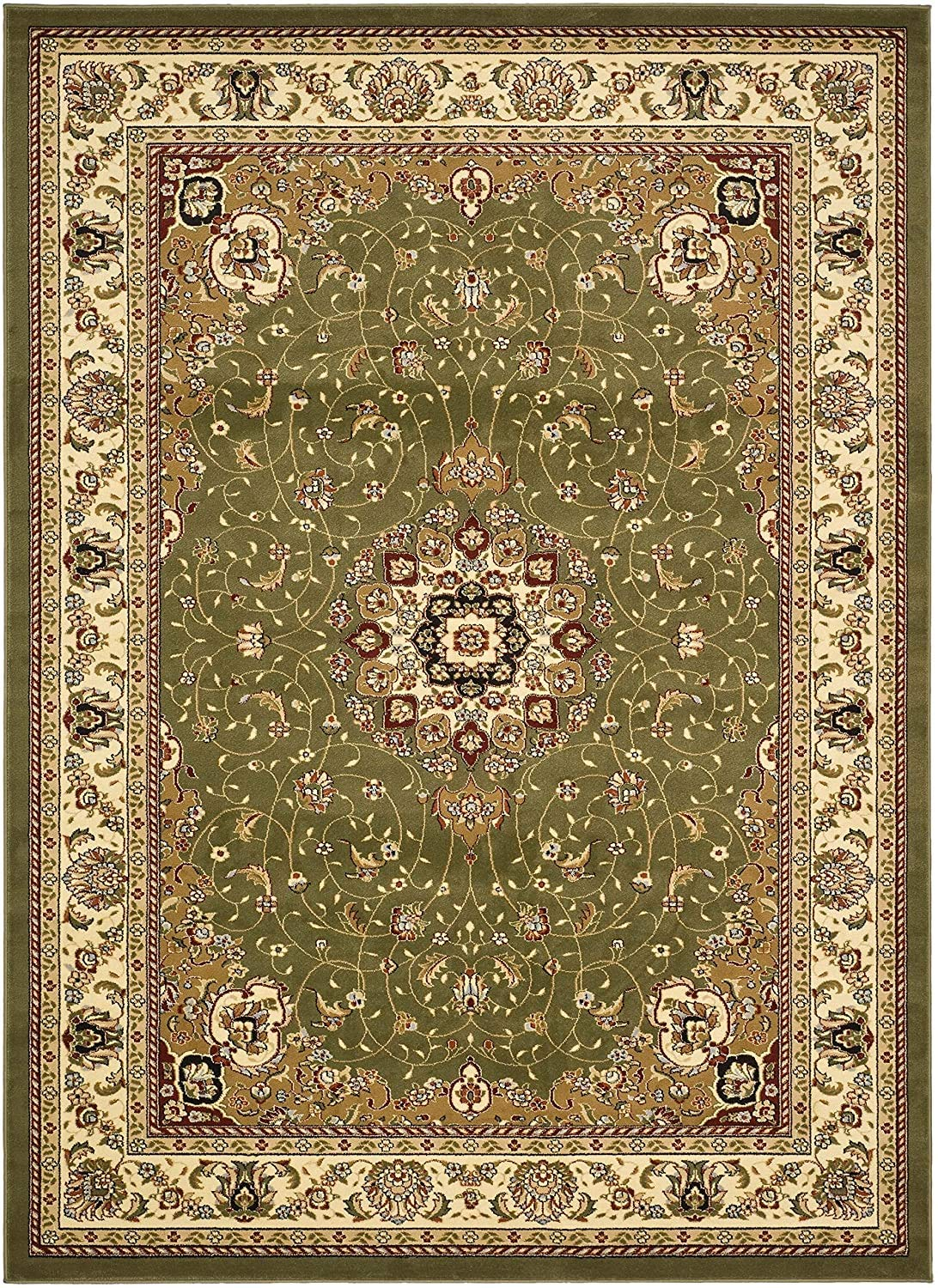 SAFAVIEH Lyndhurst Gabriella Traditional Bordered Area Rug, Sage/Ivory, 10' x 10' Square