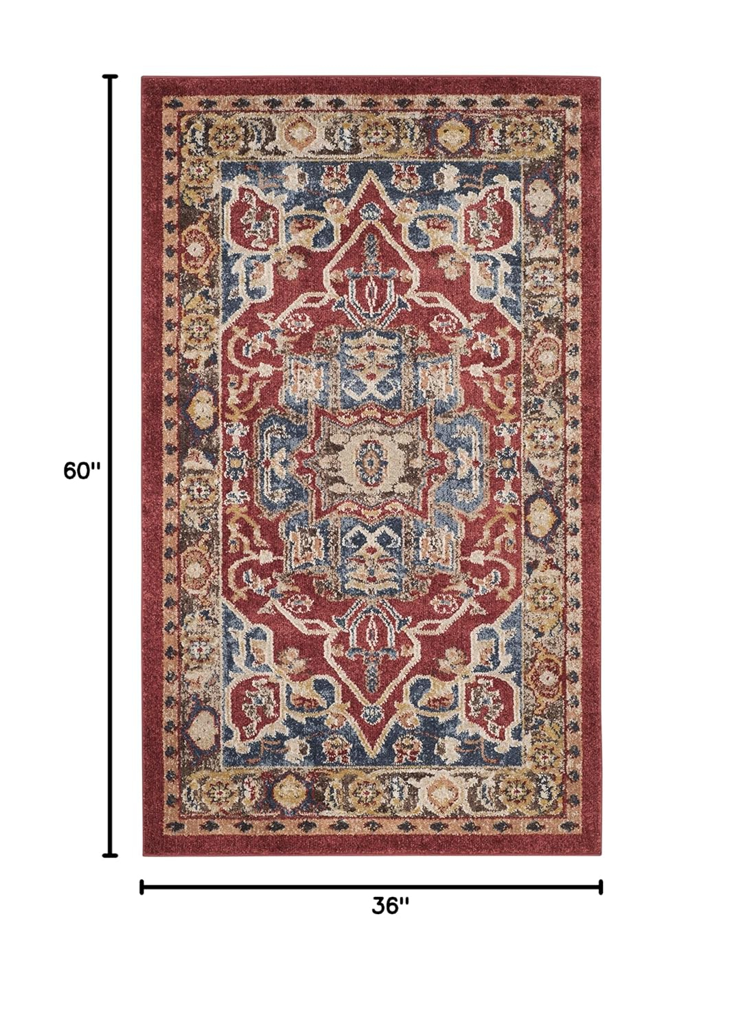 SAFAVIEH Bijar Hester Traditional Area Rug, Red/Royal, 3' x 5'