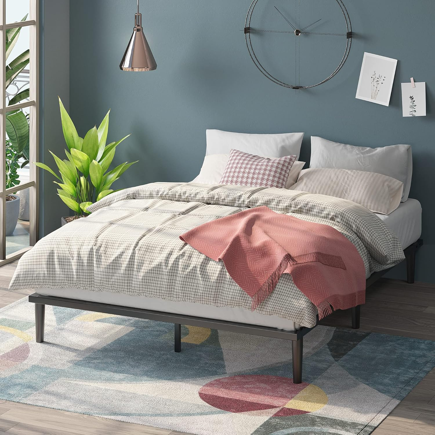 Zinus Parker Metal Platform Bed, Charcoal, Twin
