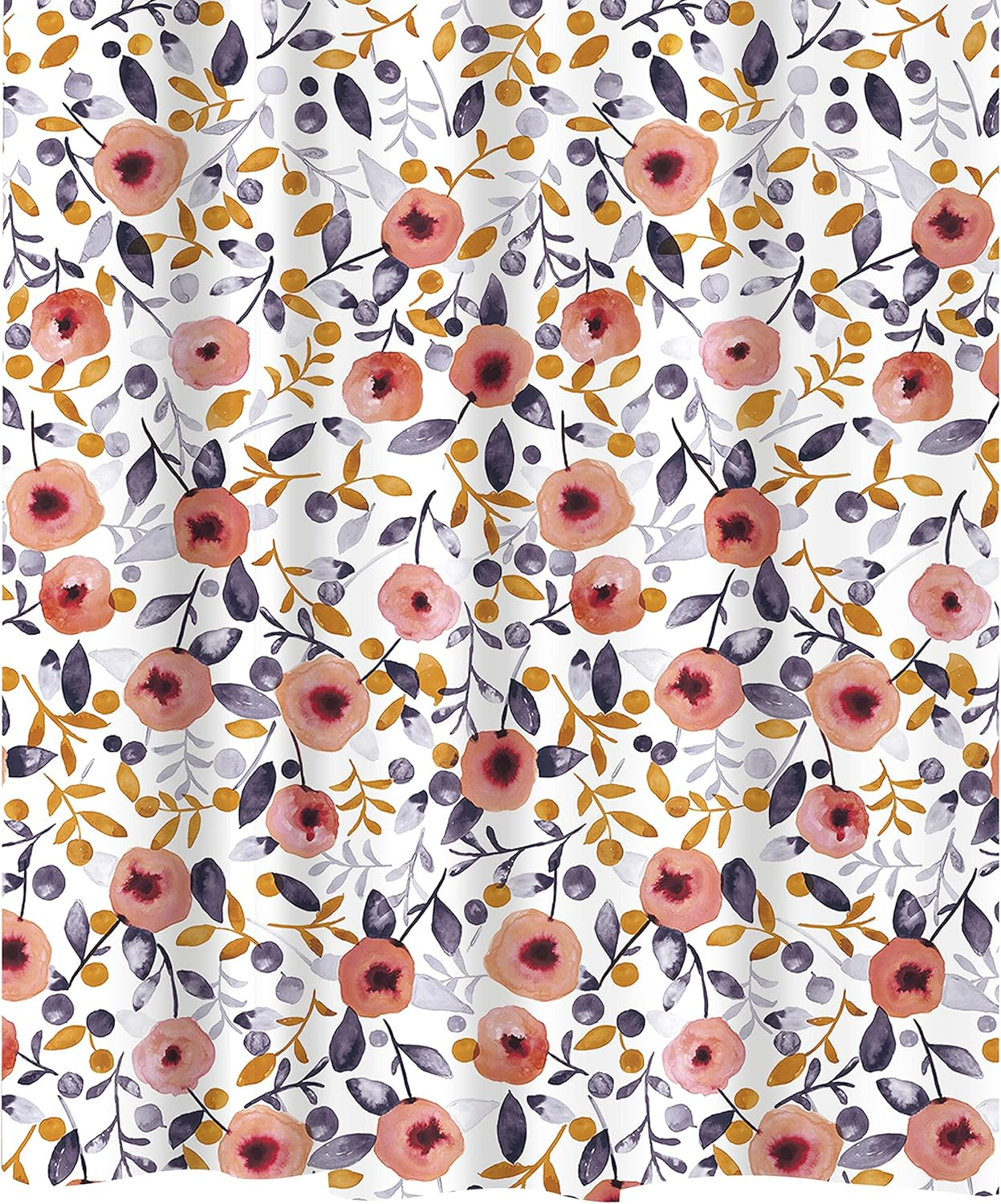 Pink Floral PEVA Shower Curtain with Rust Resistant Grommets