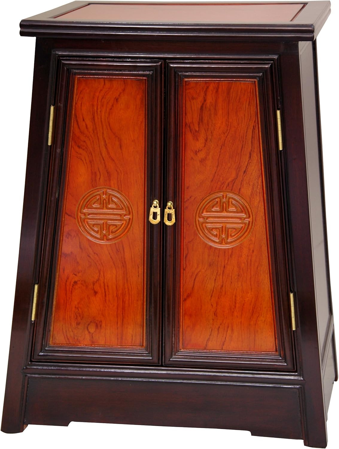 Oriental Furniture Rosewood Long Life Cabinet, Two-tone, 23.00"W x 27.50"H