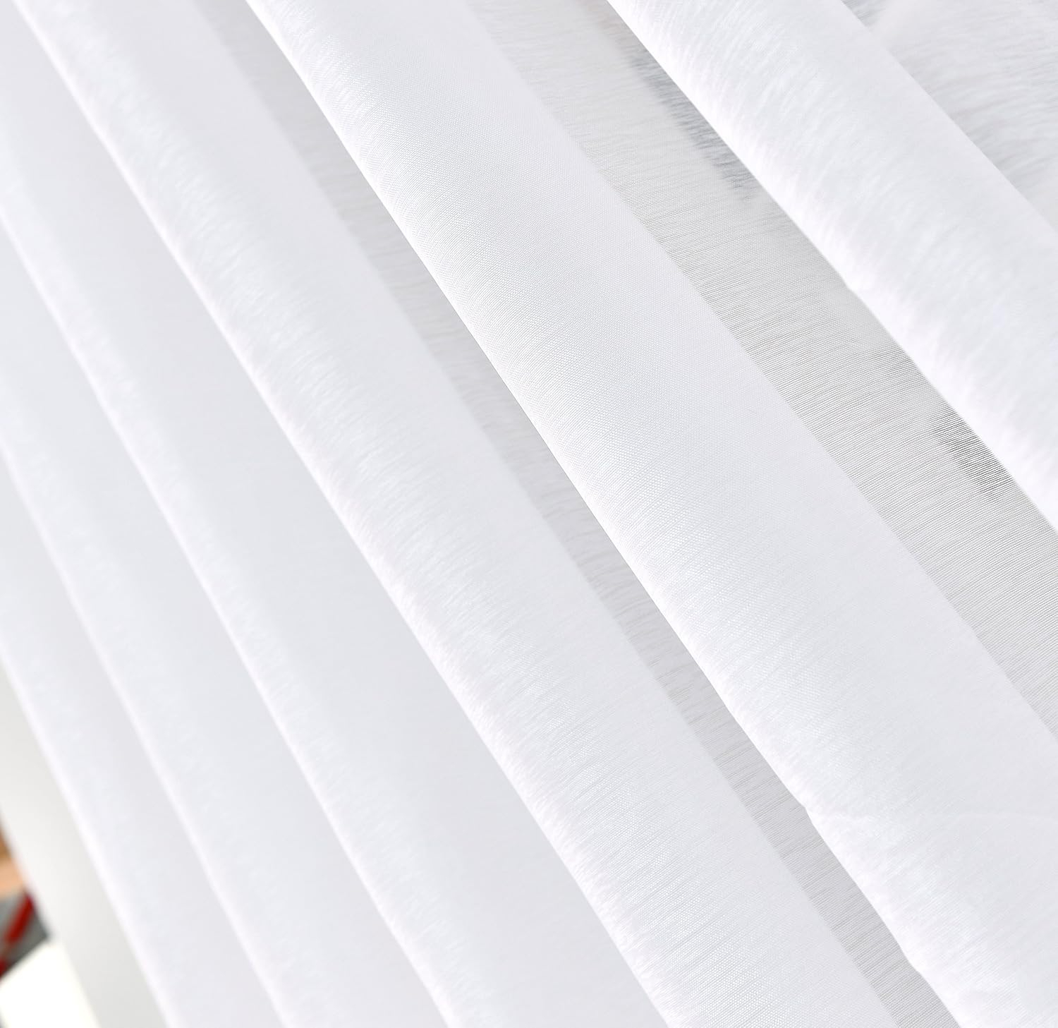 LinenZone Sheer Curtains. Faux Linen White Sheer Curtains. 2 Sheer Curtain Panels in Package. Elegant 108 Inch Curtains for Living Room, Bedroom, Kitchen, Nursery (Karina 54 x 108)