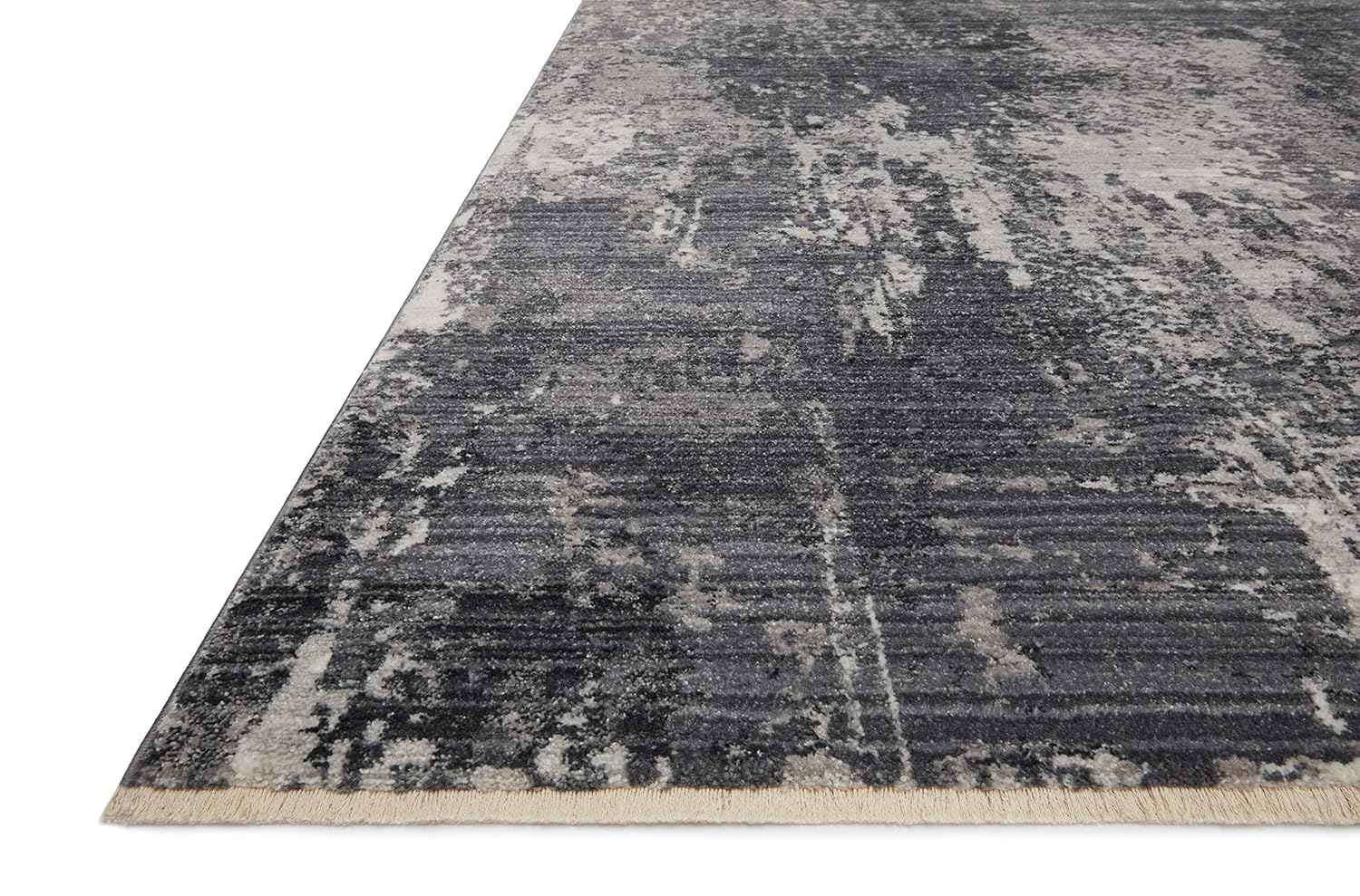 Charcoal and Silver Abstract Rectangular Synthetic Rug