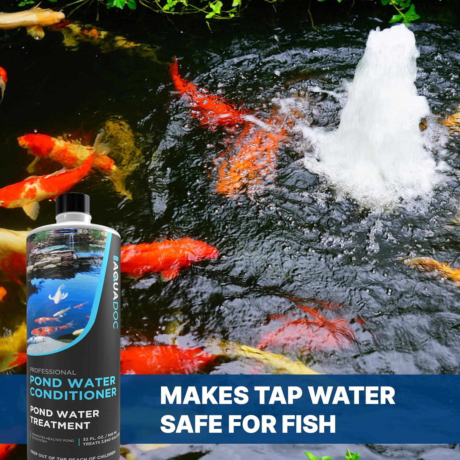 Fish Pond Water Conditioner - Convert tap water to fish-friendly pond water - AquaDoc Pond Supplies