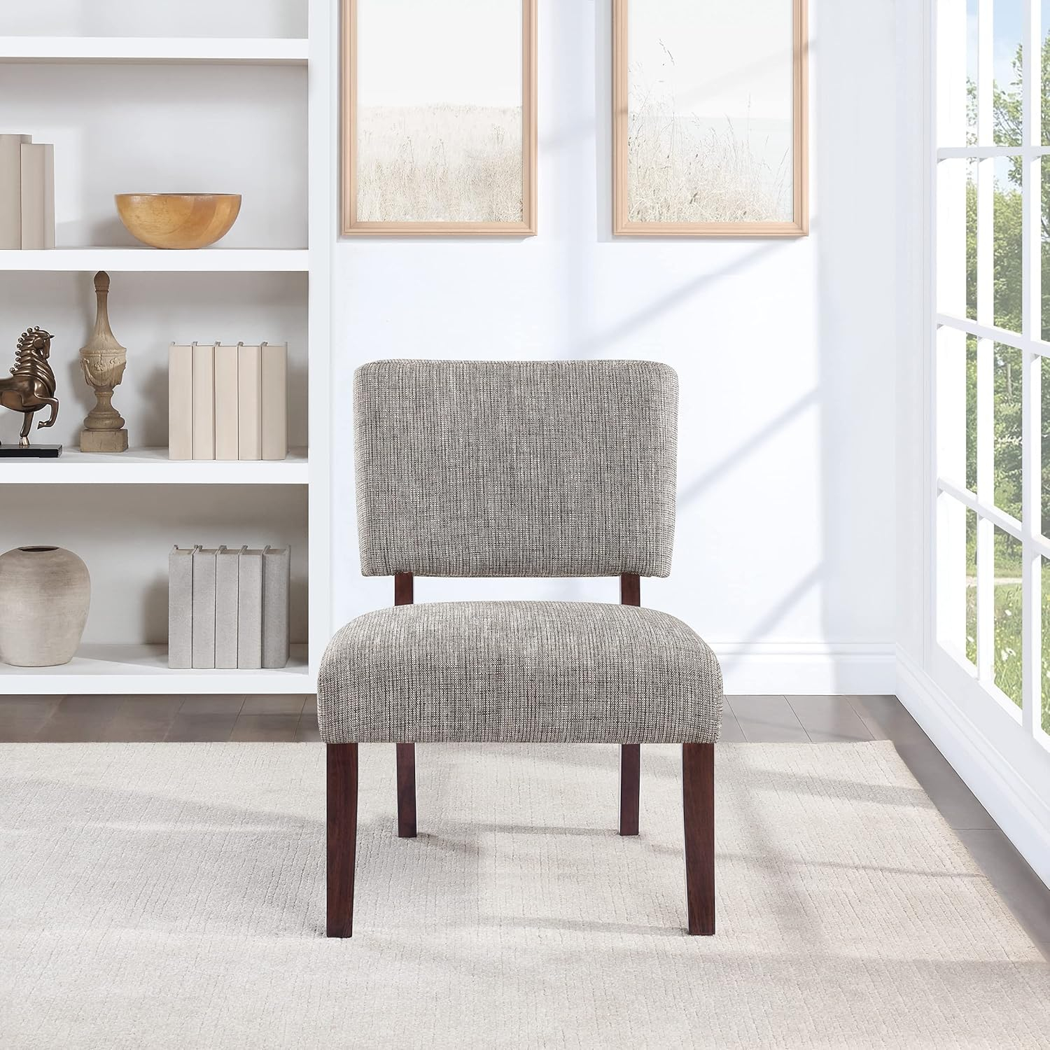 Jasmine Accent Chair in Speckled Charcoal Fabric