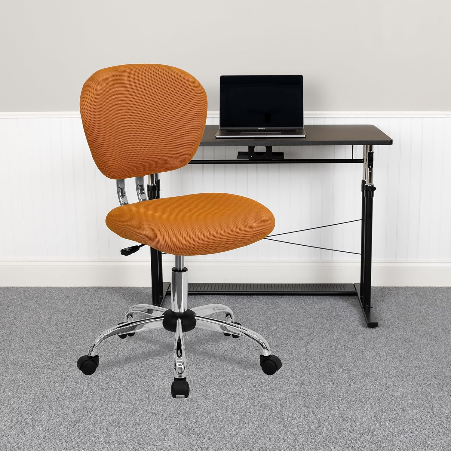 BizChair Mid-Back Orange Mesh Padded Swivel Task Office Chair with Chrome Base