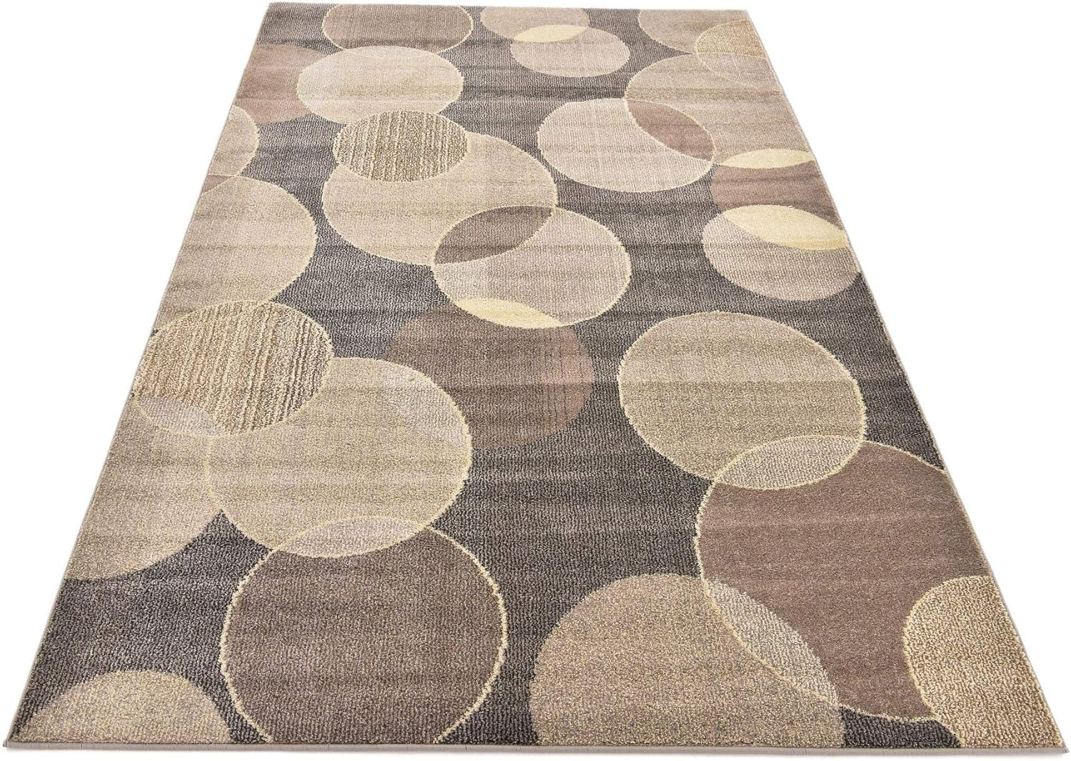 Unique Loom Chromatic Collection Modern Bokeh & Vibrant Abstract Area Rug for Any Home Décor, Rectangular 5' 0" x 8' 0", Gray/Beige