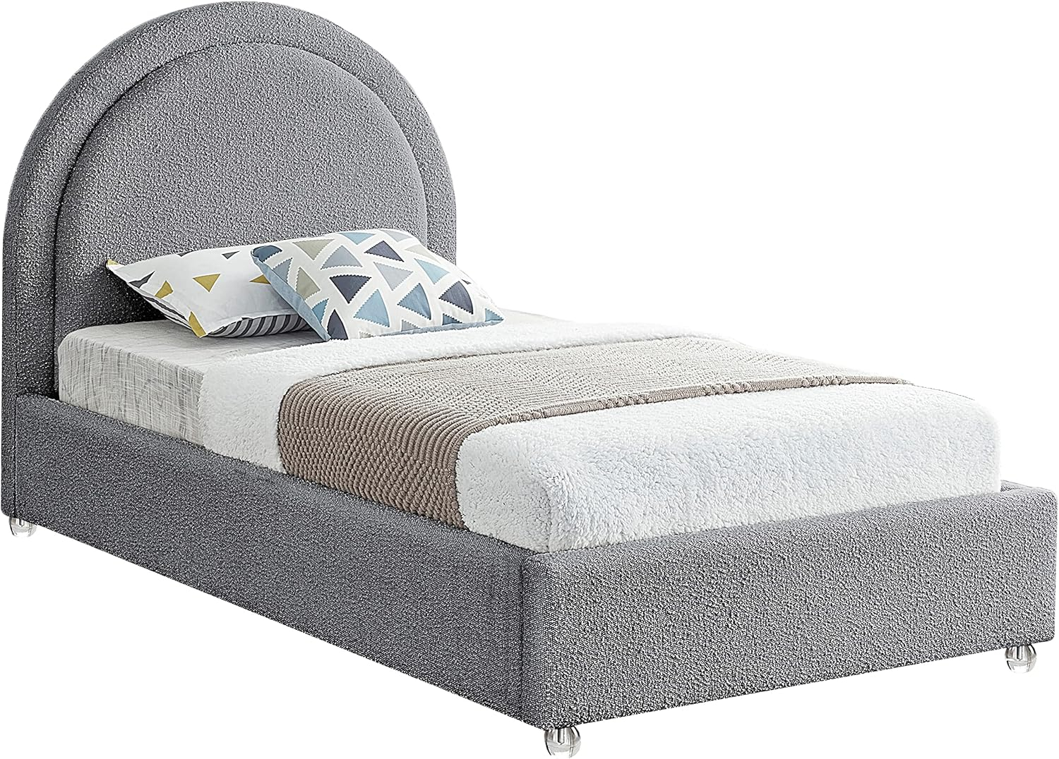 Meridian Furniture Milo Grey Fabric Twin Bed