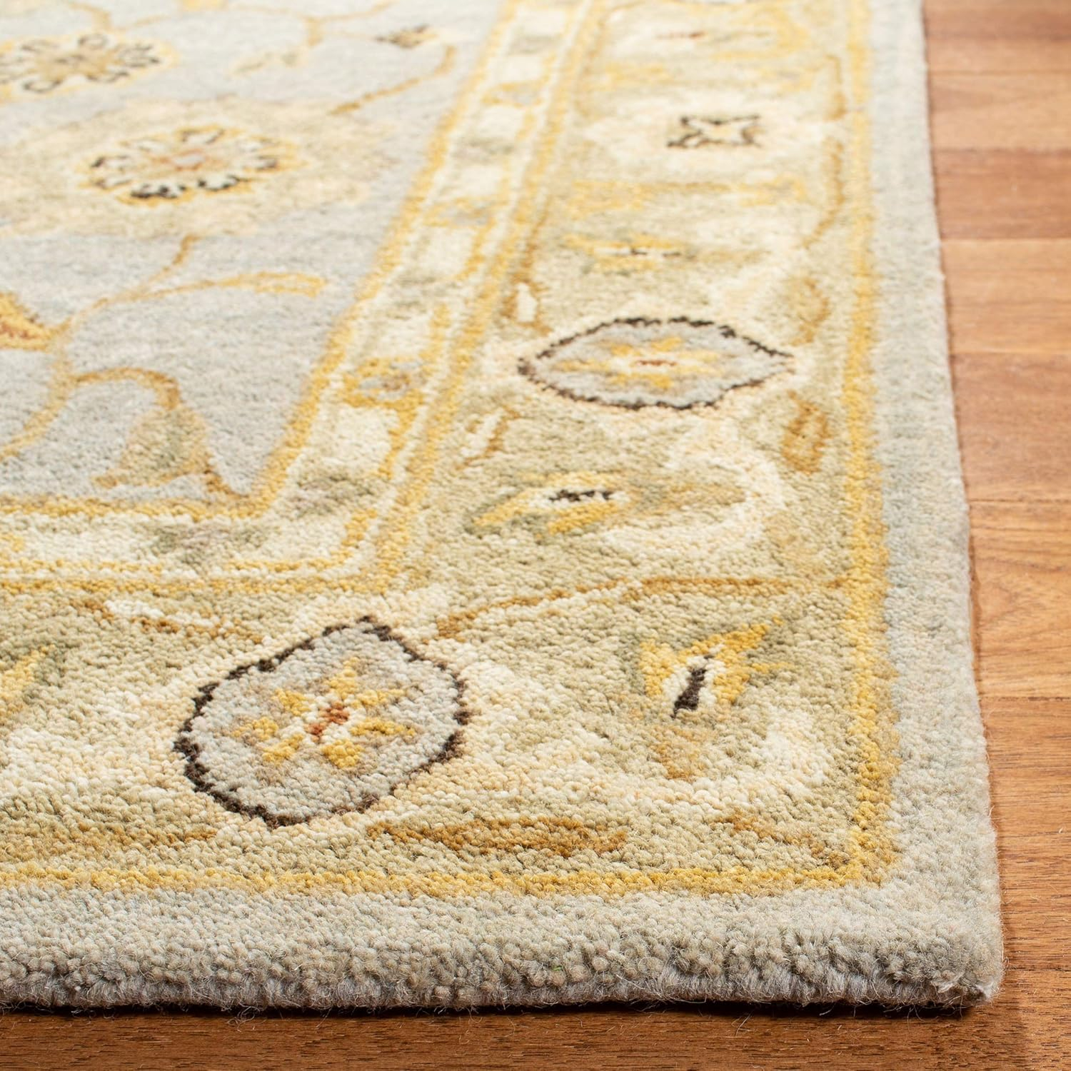 SAFAVIEH Anatolia Sherman Traditional Wool Area Rug, Light Blue/Sage, 9' x 12'