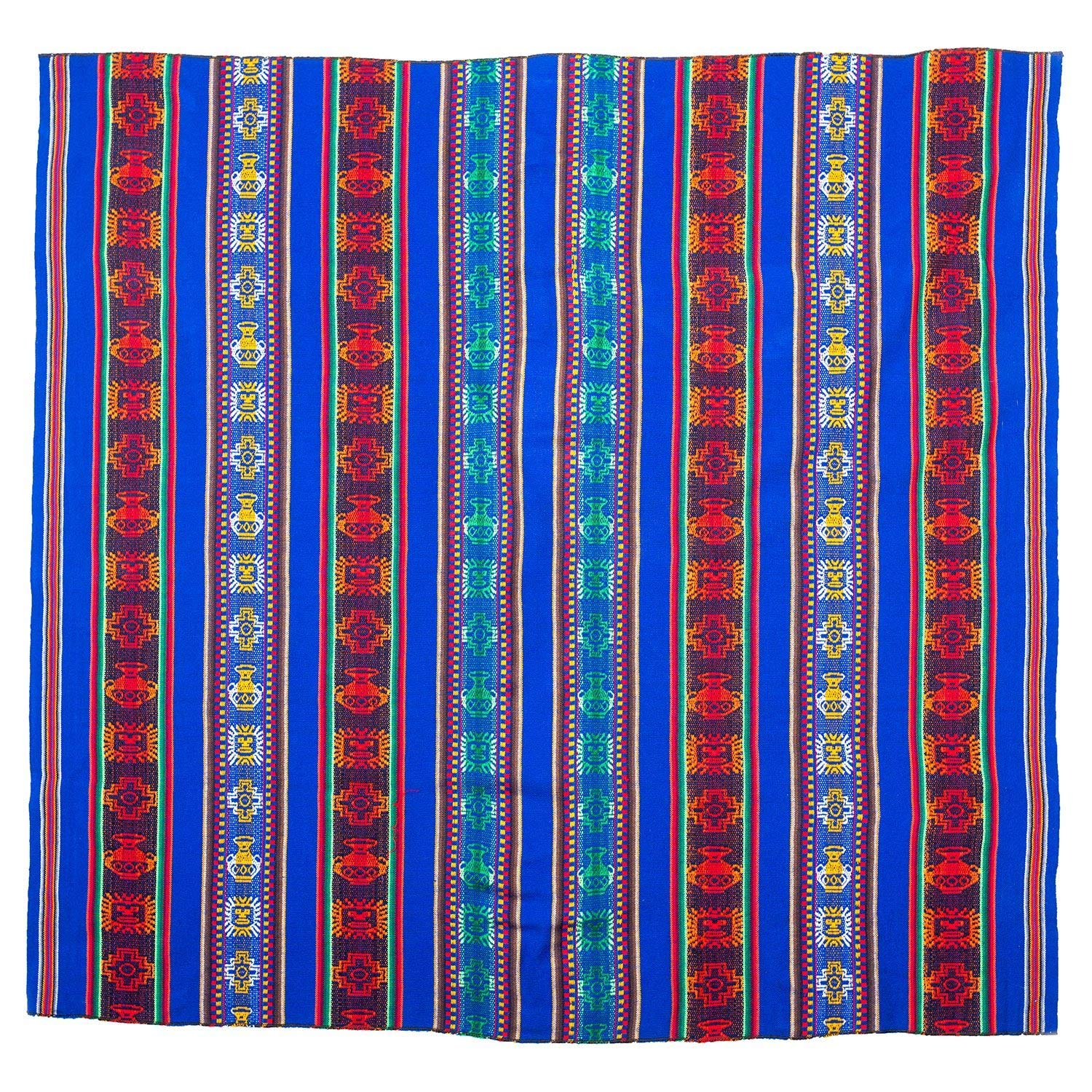 Shamans Market Peruvian Woven Throw Blue