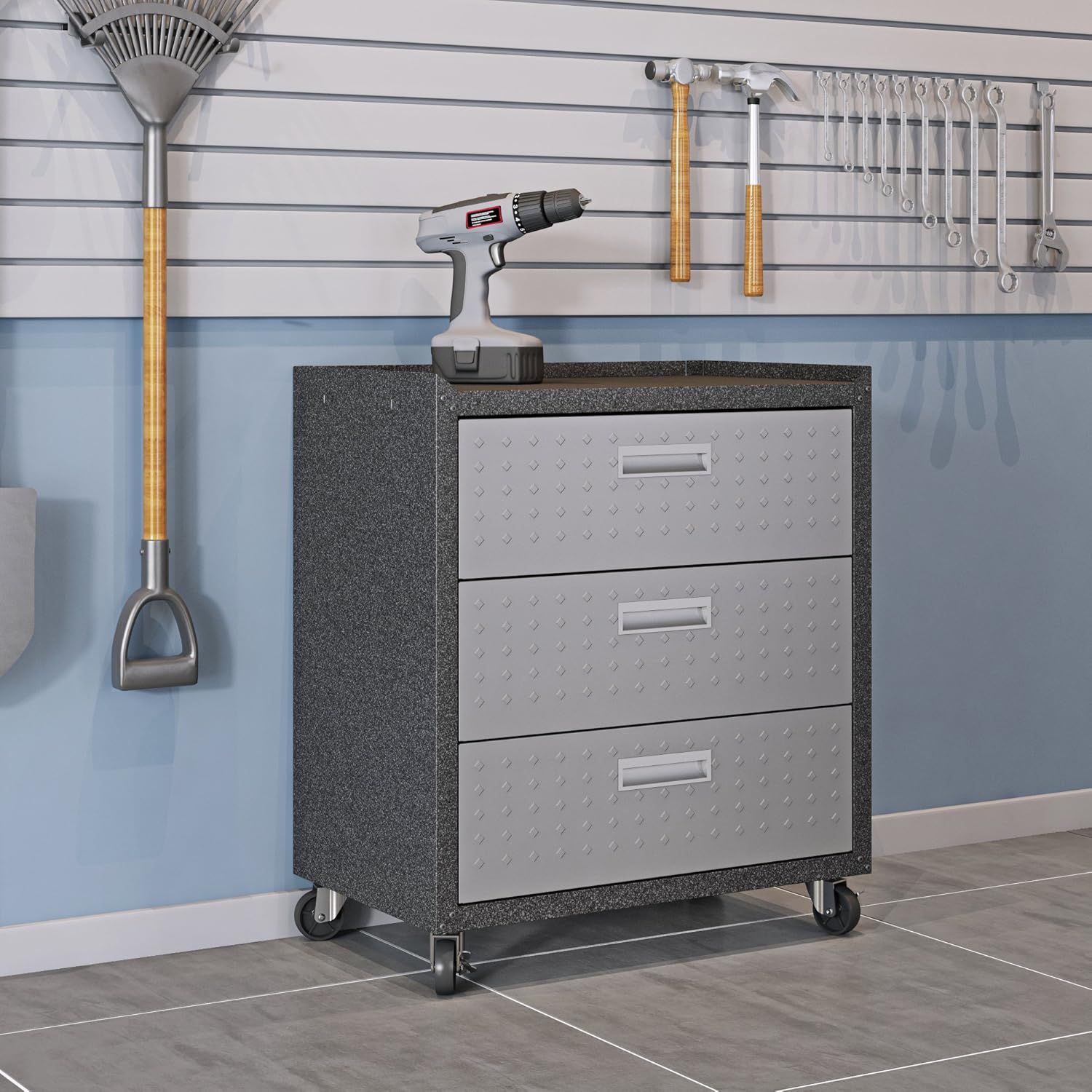 Fortress Gray Stainless Steel 30'' Lockable Rolling Chest