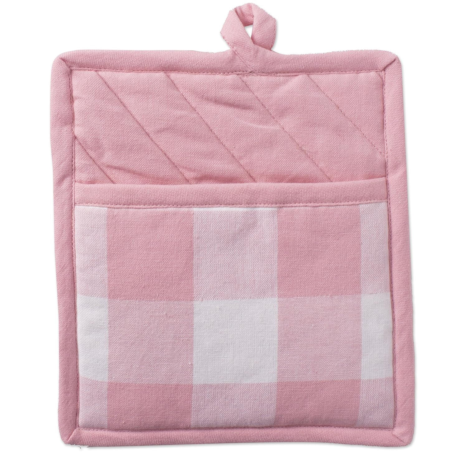 Pink and White Buffalo Check Cotton Potholder Set