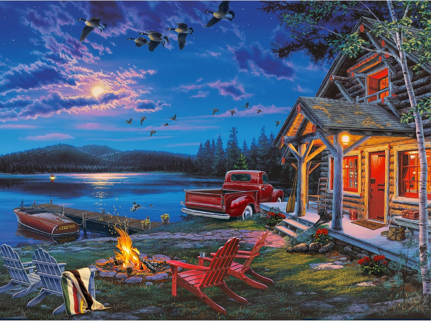 River's Edge Products LED Canvas Wall Art, 24 by 16 Inches, Fiber Optic Light Up Wall Decor, Battery Operated Lighted Canvas Print, LED Light Kitchen, Bedroom, or Home Decor, The Perfect Getaway