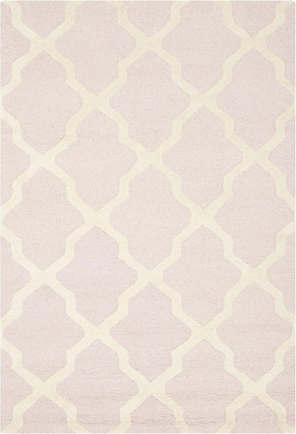 SAFAVIEH Cambridge Liam Geometric Wool Area Rug, Light Pink/Ivory, 3' x 5'