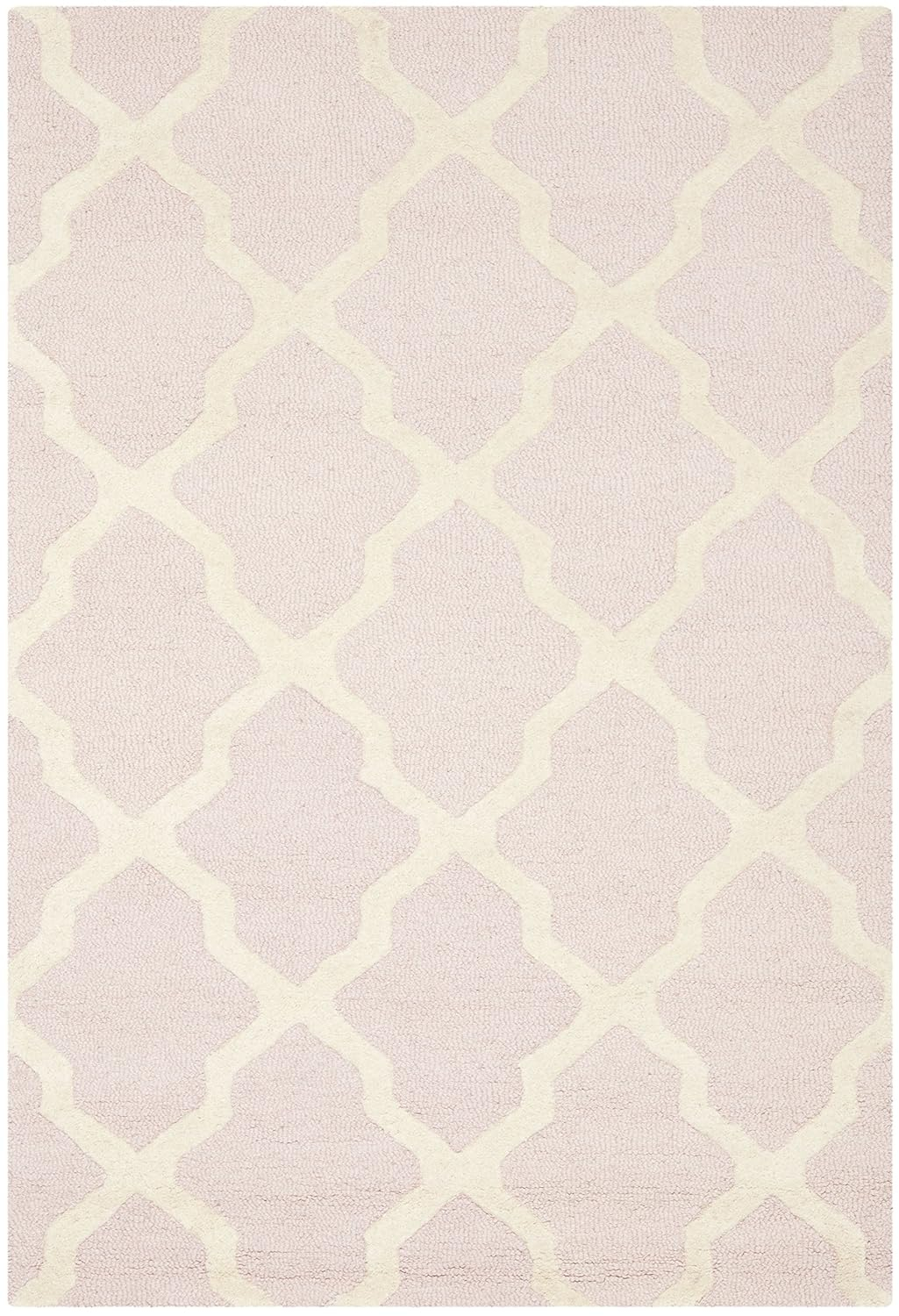 SAFAVIEH Cambridge Liam Geometric Wool Area Rug, Light Pink/Ivory, 3' x 5'