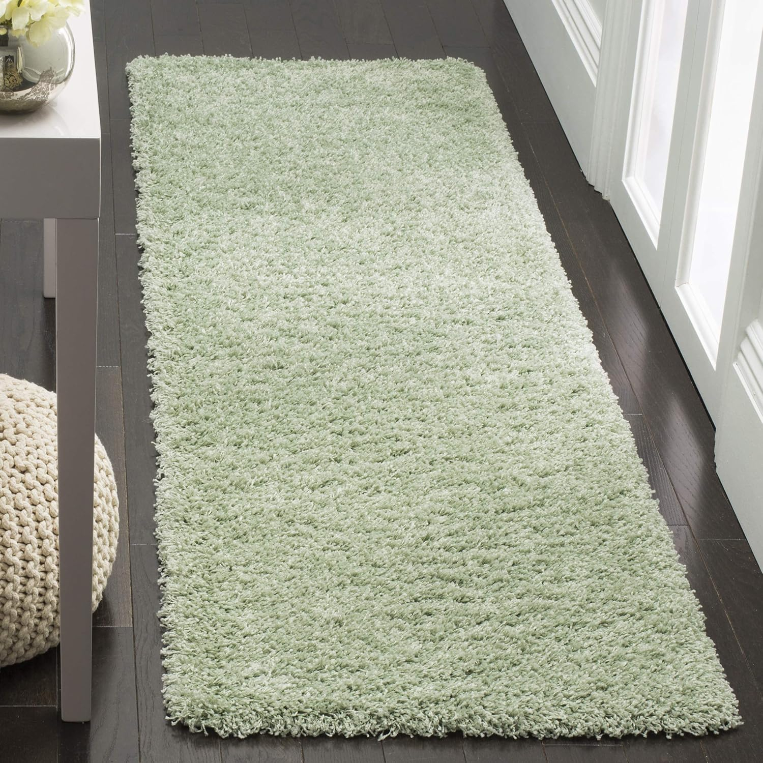 SAFAVIEH Laguna Neven Plush Solid Shag Runner Rug, Light Sage, 2'3" x 12'