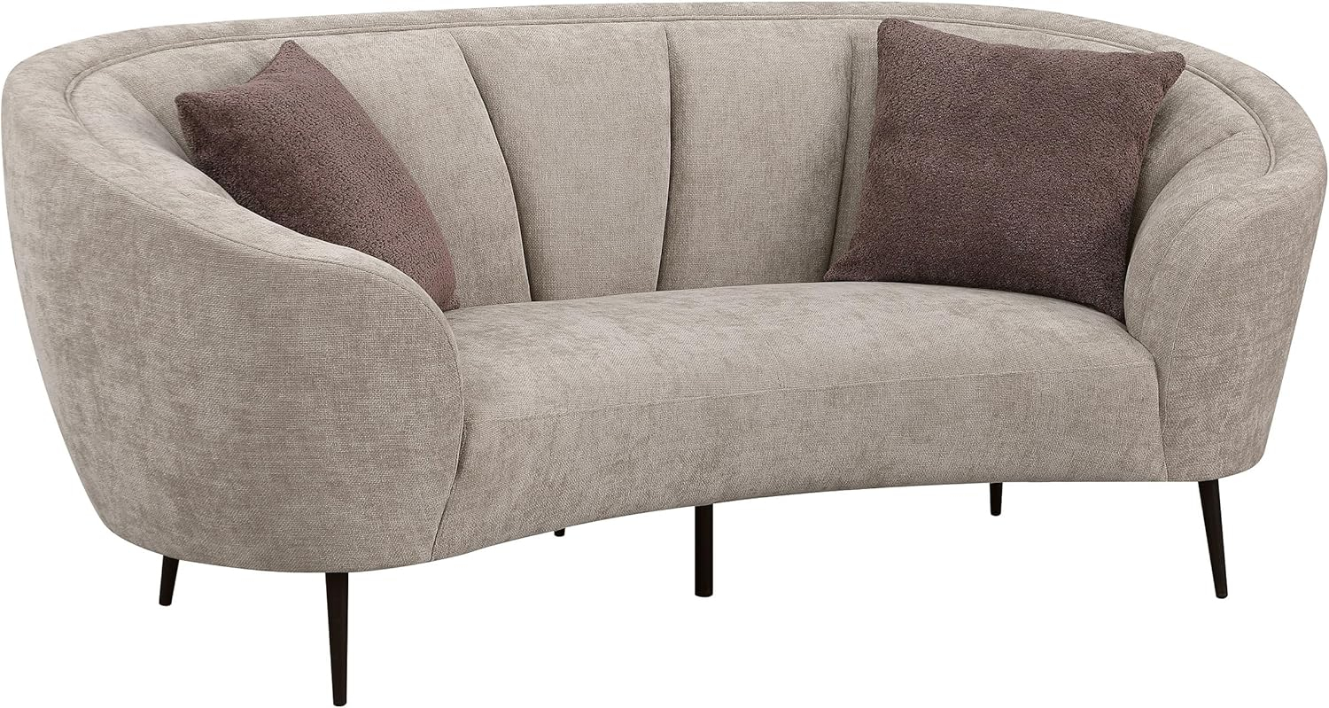 Coaster Ellorie Fabric Upholstered Channel Back Curved Loveseat Beige