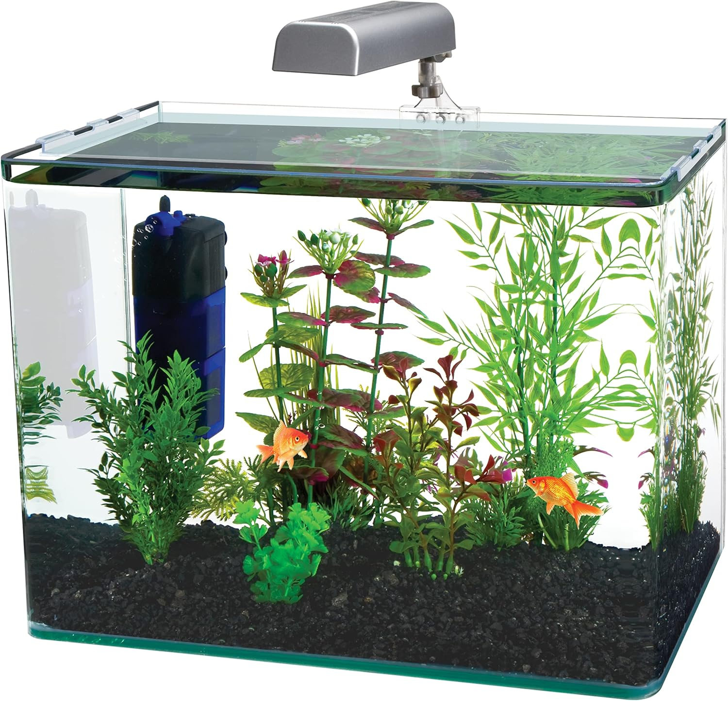 Radius Rectangle Nano Aquarium Kit – Includes LED Light, Internal Filter, and Mat