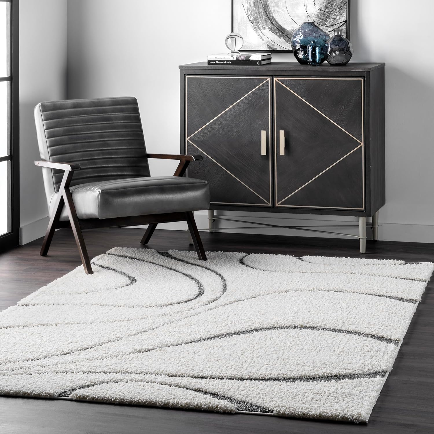 nuLOOM Carolyn Modern Shag Area Rug, 3' 3" x 5', Dark Gray