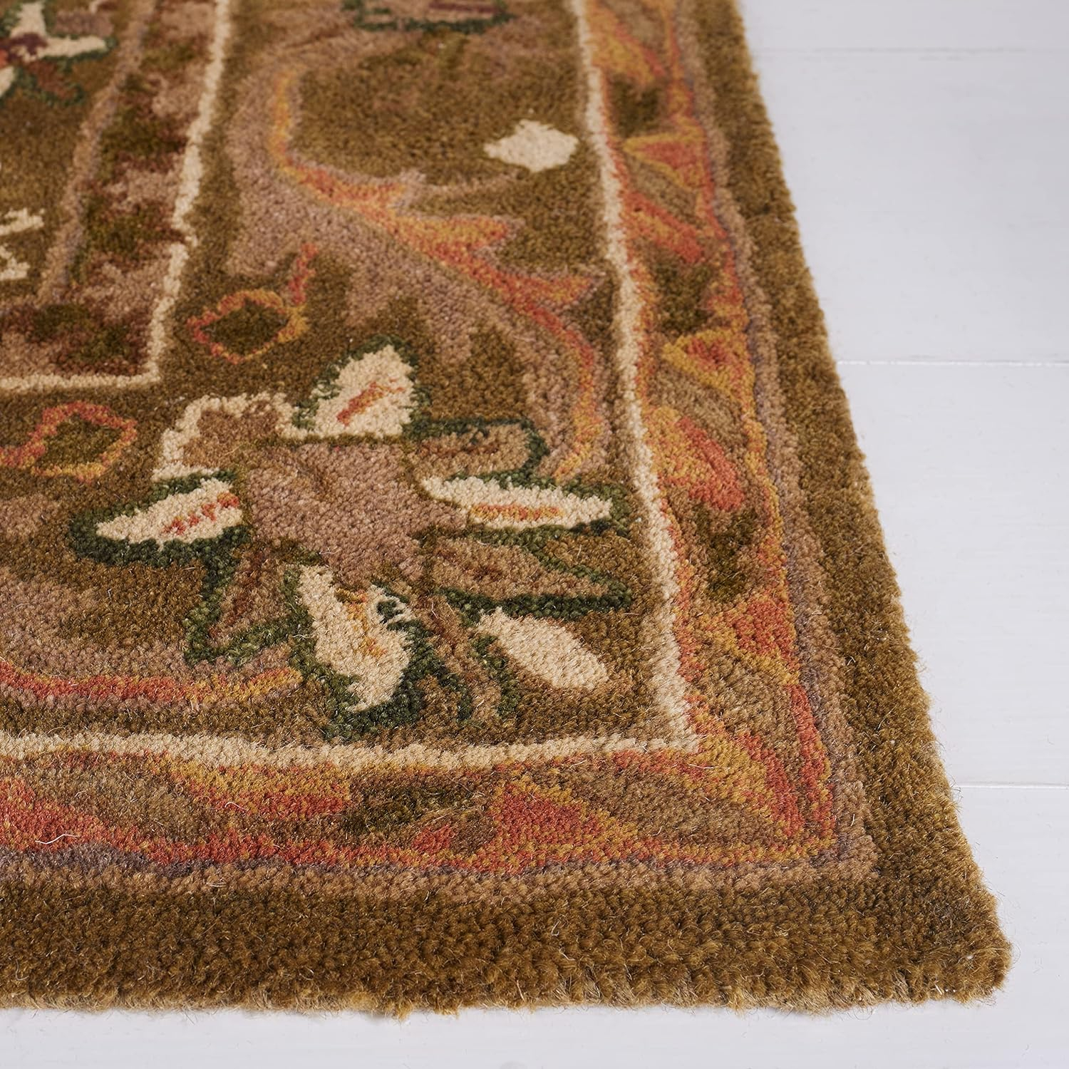 Ivory and Gold Handmade Wool Tufted Area Rug