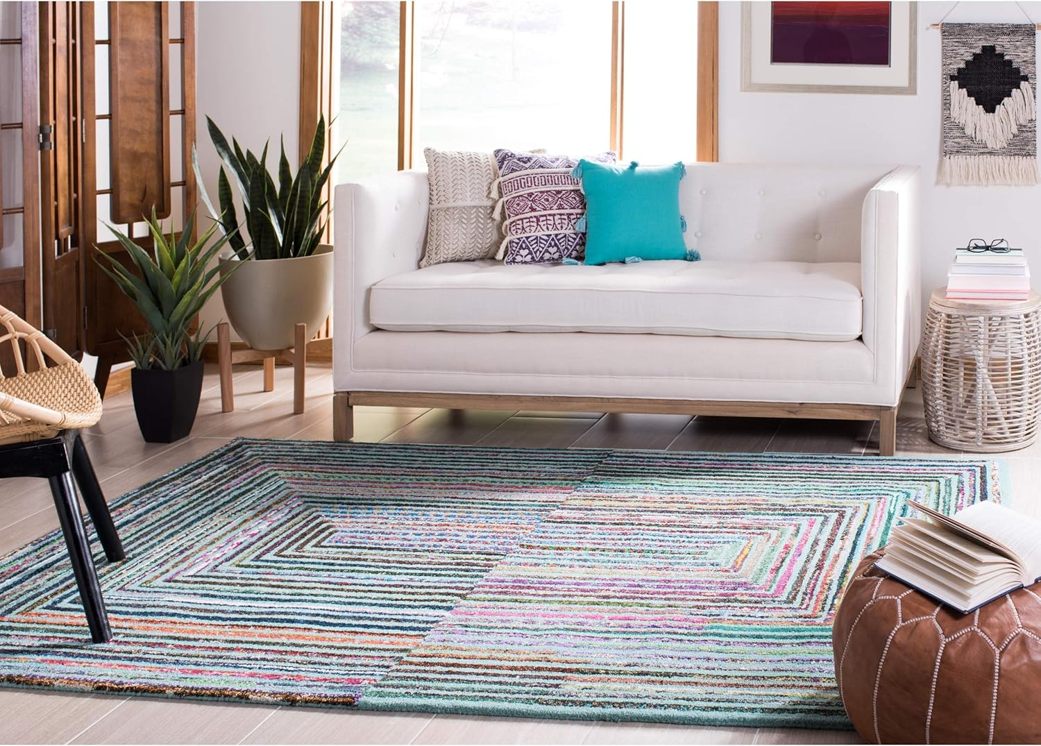SAFAVIEH Nantucket Sybella Geometric Area Rug, Teal, 9' x 12'