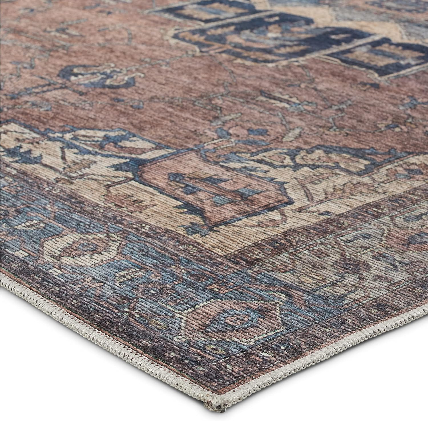 Jaipur Living Soft 8x10 Large Area Rug, Boho, Blue/Dark Brown