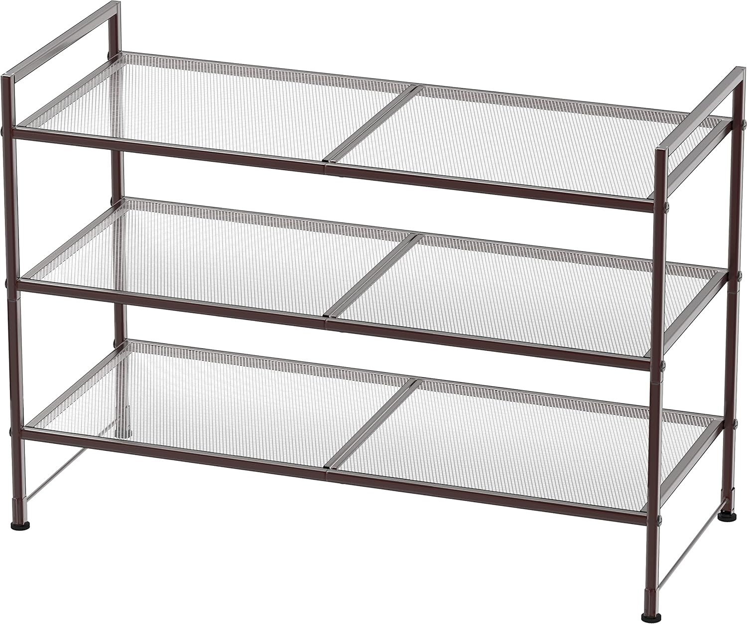 Simple Houseware 3-Tier Stackable Mesh Shoe Rack, Bronze