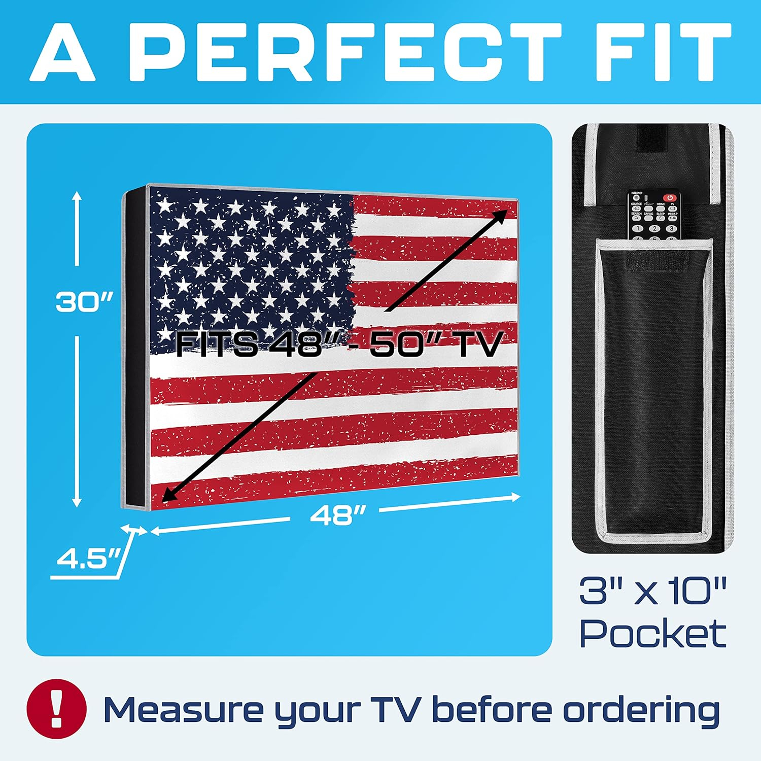 Outdoor TV Cover 50 Inch Weatherproof | TV Cover for Outside | 50 Inch TV Cover Outdoor Waterproof | Smart Shield TV Screen Protector for Outside TV | Cover for Moving | TV Display Protectors – US FLAG
