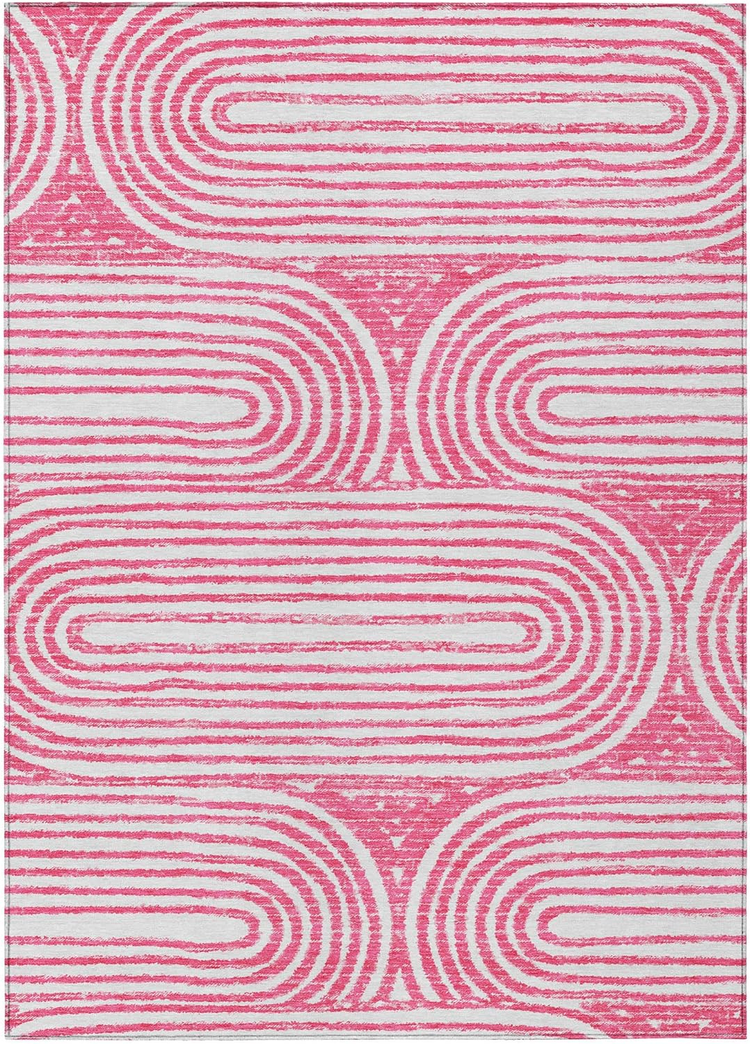 Addison Rugs Chantille ACN140 Pink 8' x 10 Indoor Outdoor Area Rug, Stain Resistant, Machine Washable, Non Shedding, Bedroom, Living Room, Dining Room, Kitchen Rug