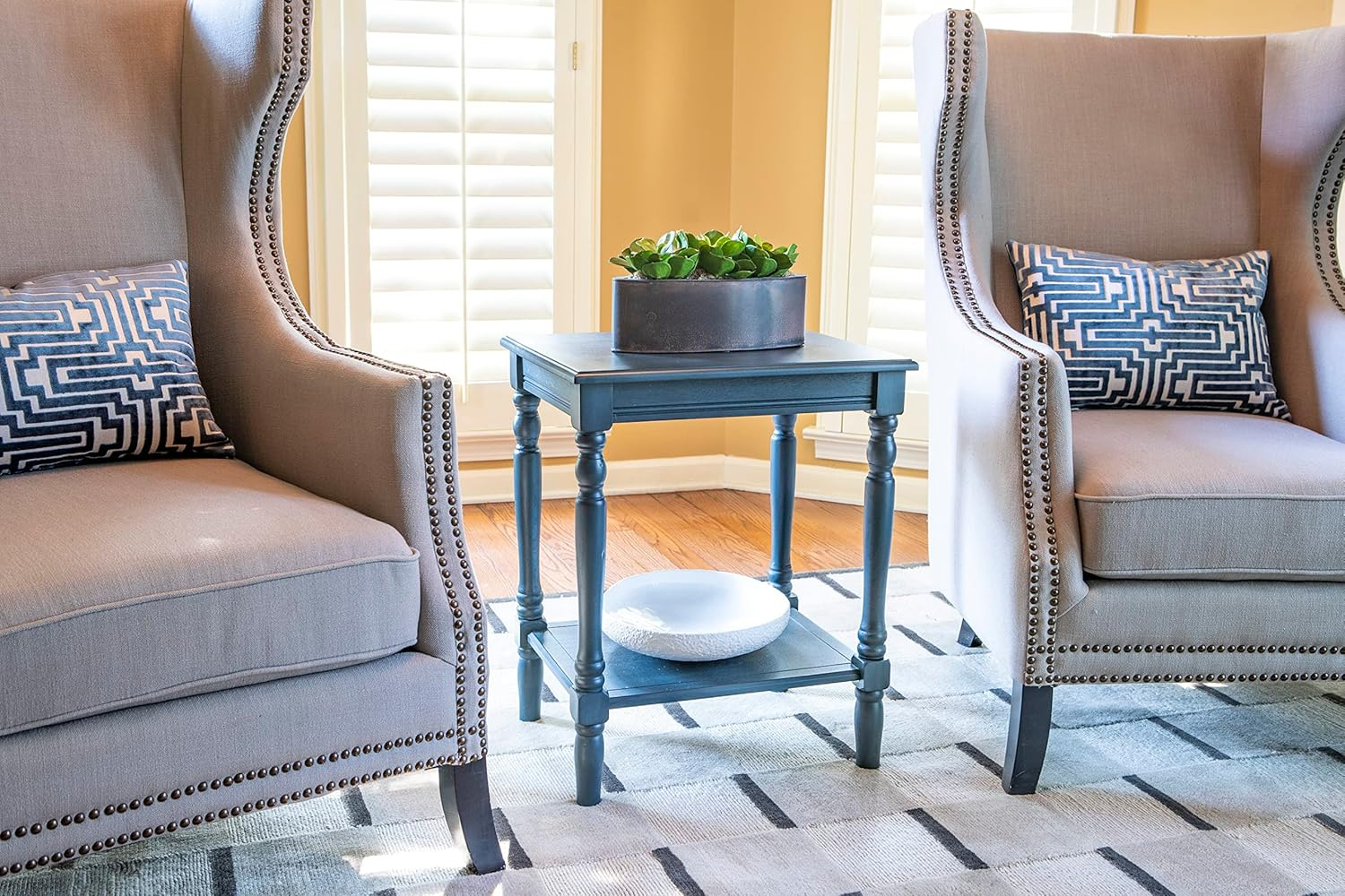 Decor Therapy Accent Table with Storage, Casual Style, Modern End Table, Sturdy, Blue Gray - (24" x 19.5" x 15.75")