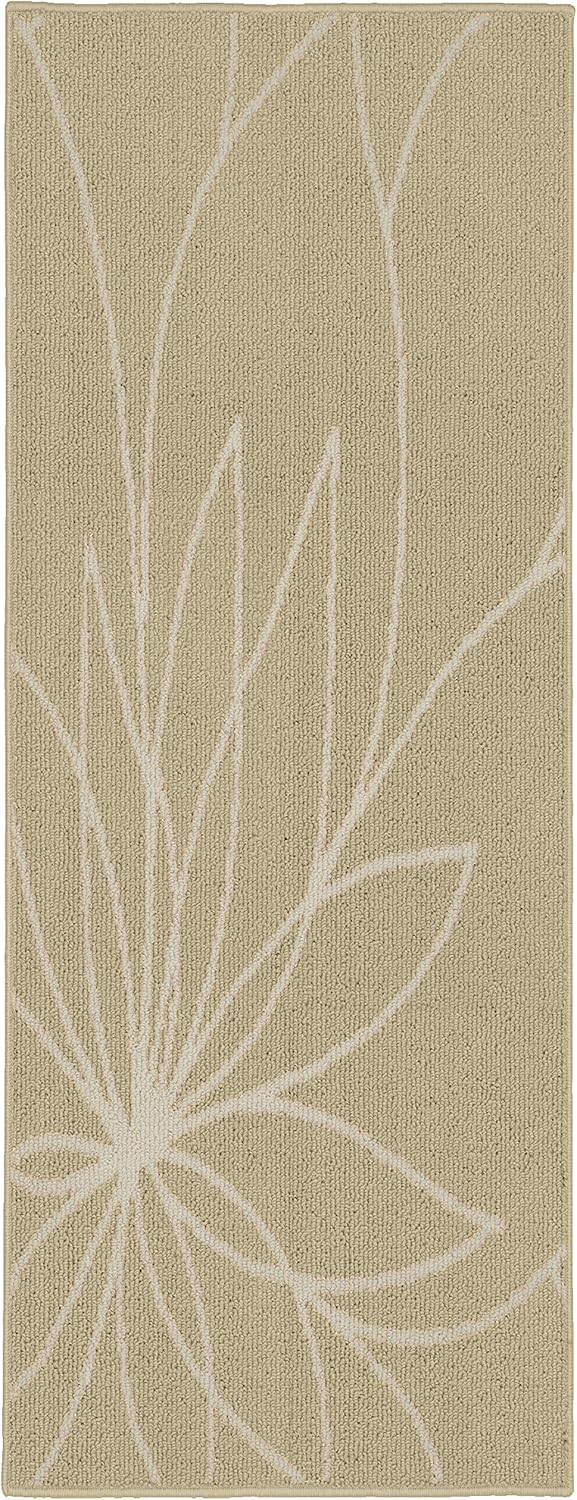 Garland Rug Grand Floral Tan/Ivory Indoor Runner Rug, 2' x 5'