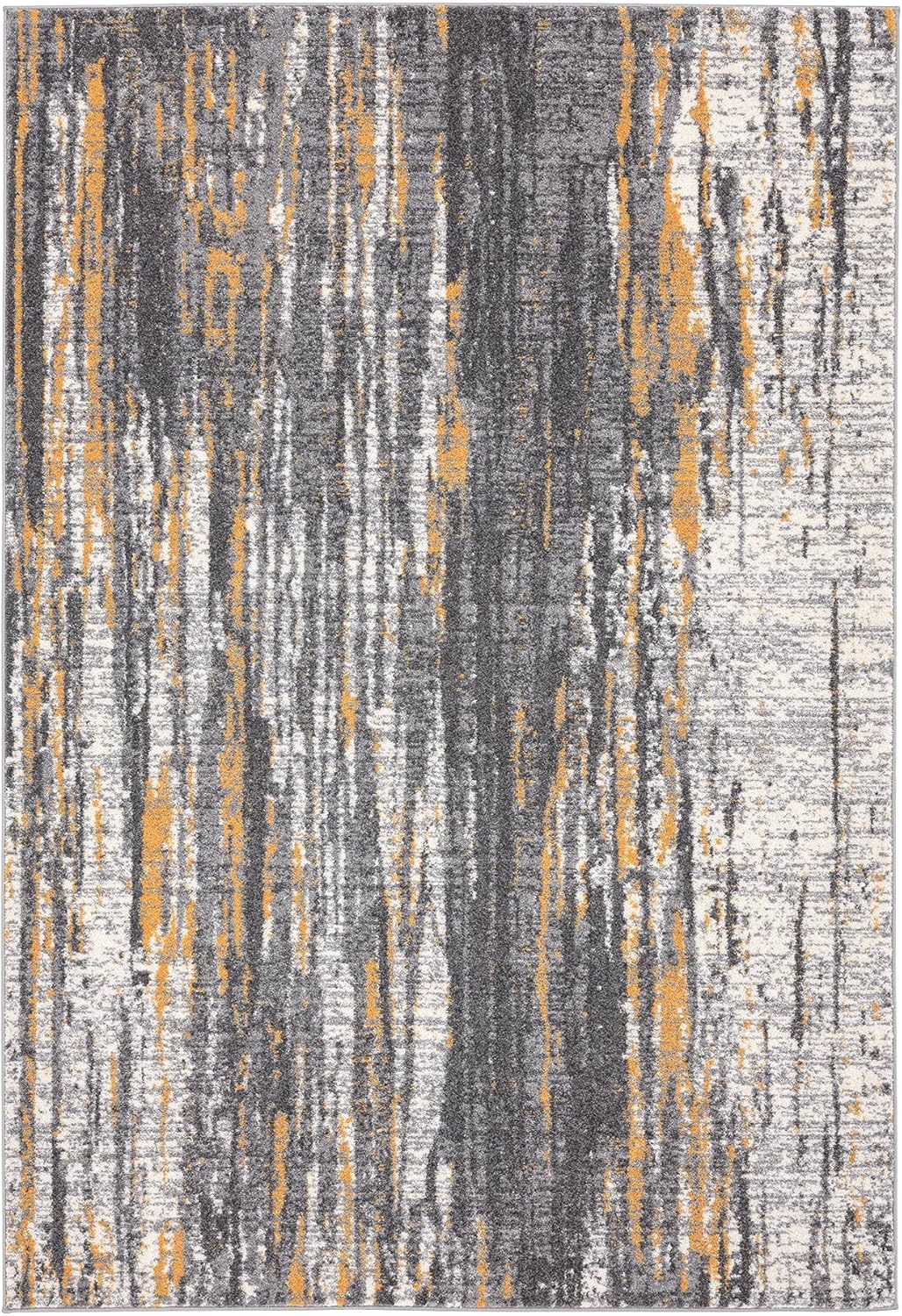 Abani Rugs Grey & Yellow Painted Pattern Area Rug Bold Rugged Contemporary Modern Style Accent, Laguna Collection | Turkish Made Superior Comfort & Construction | Stain Shed Resistant 4' x 6'