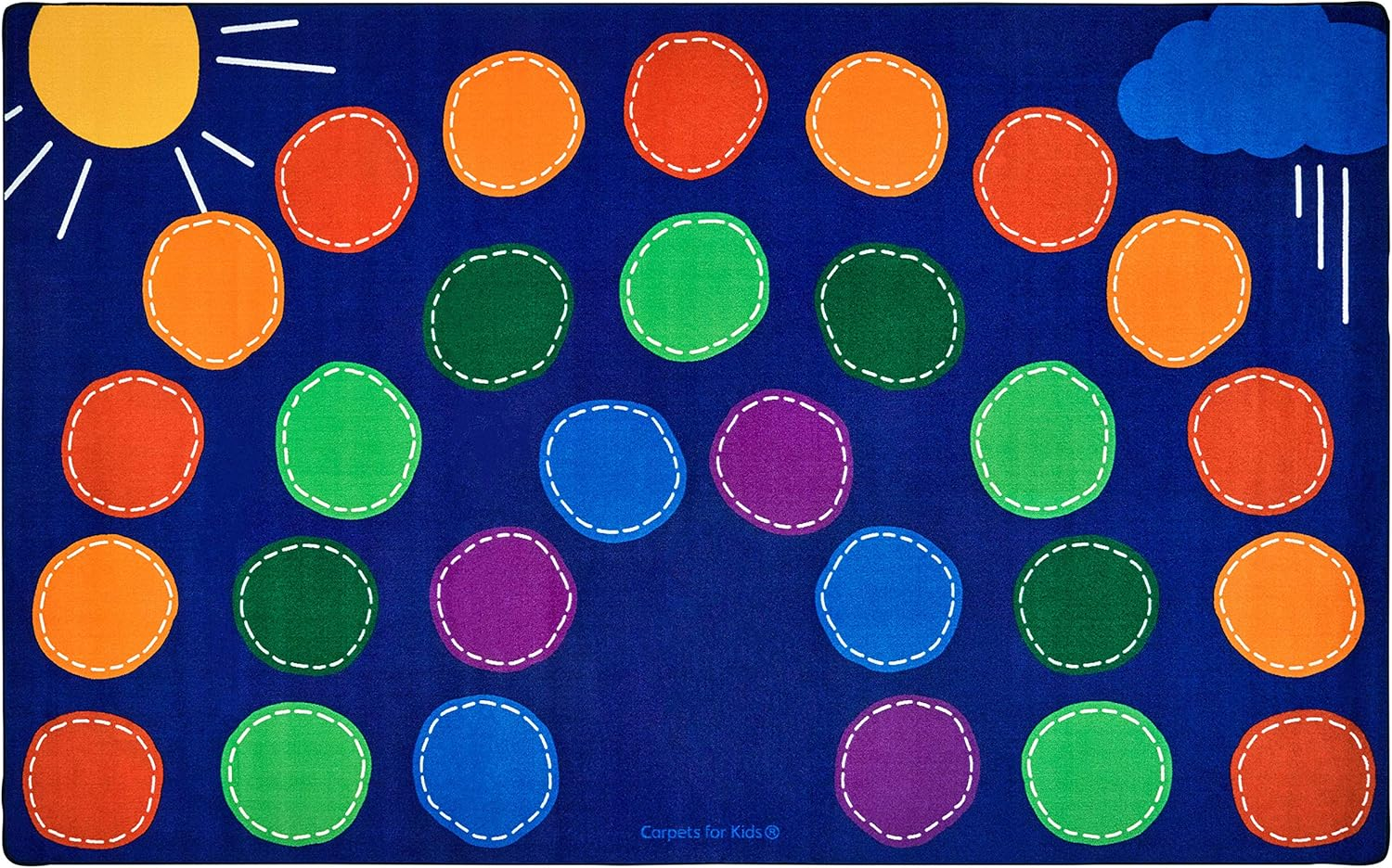 Carpets for Kids 8412 7 ft. 6 in. x 12 ft. Rectangle Premium Rainbow Seating Rug