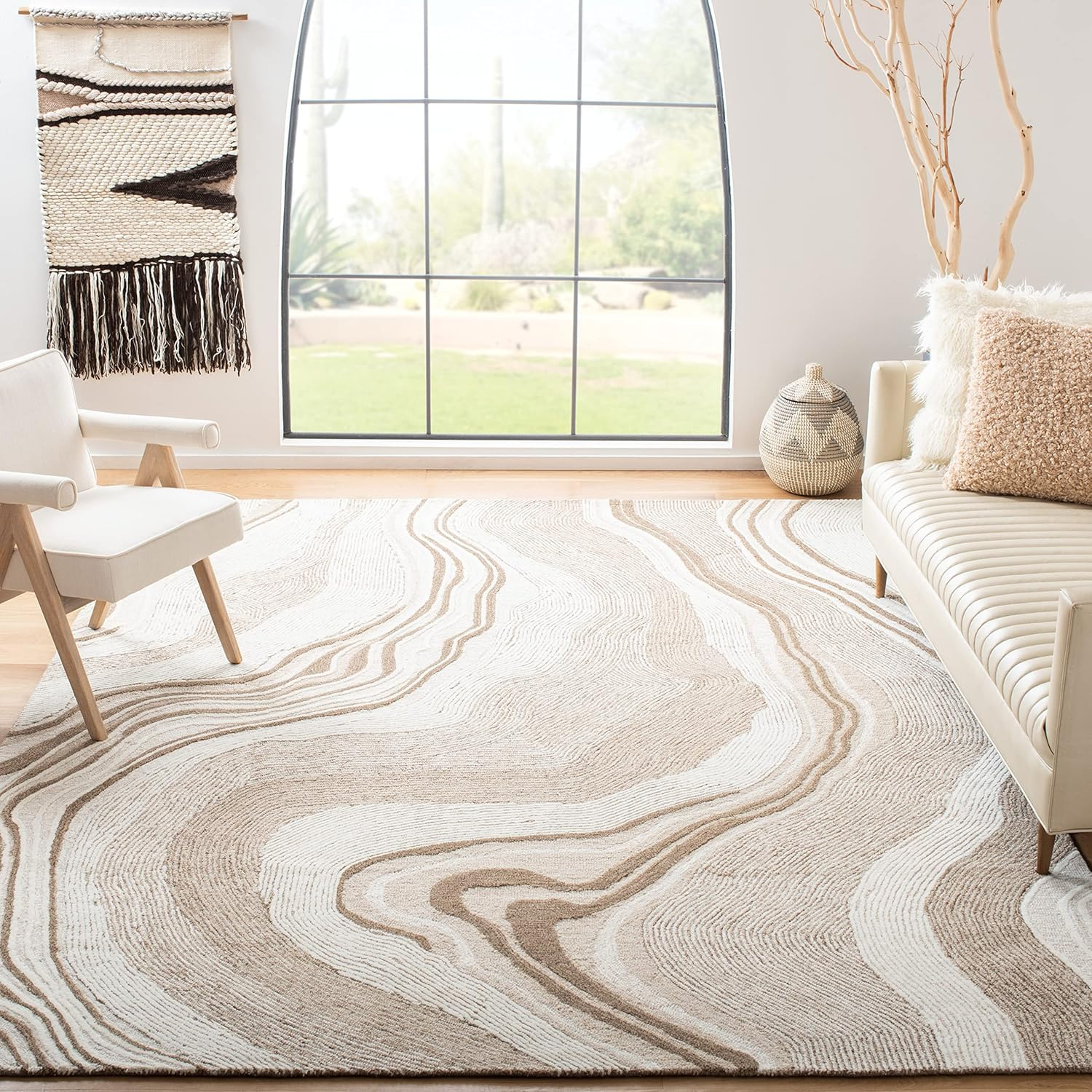 Safavieh Fifth Avenue Thiet 10 x 14 (ft) Tufted Wool Blue/Ivory Rectangular Indoor Geode Bohemian/Eclectic Area rug