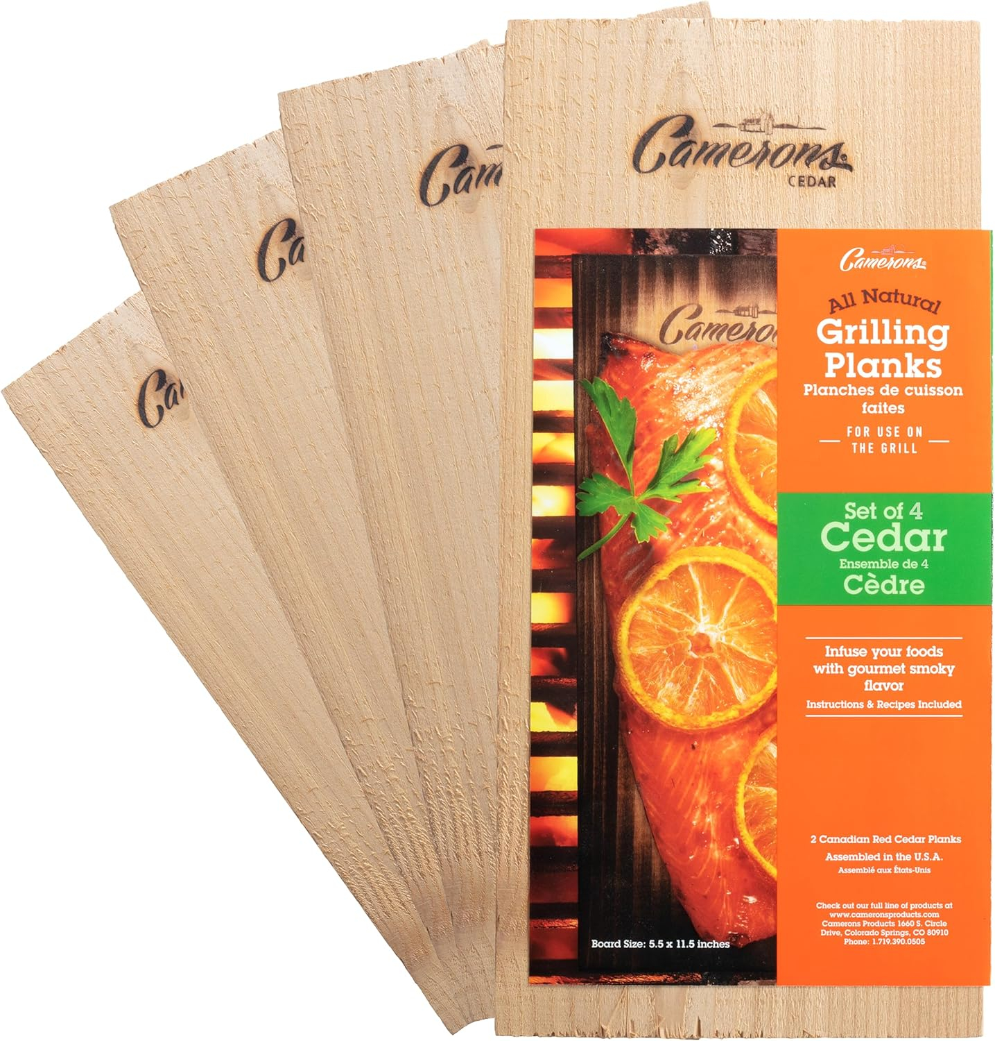 Grilling Planks - 4 Pack Cedar - Premium 5.5 x 11.5 Western Cedar for Barbecue Salmon, Seafood, Steak, Burgers, Pork Chops, Vegetables and More!