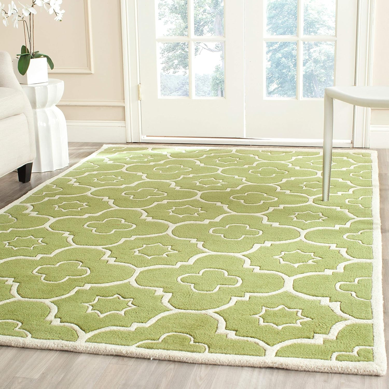 SAFAVIEH Chatham Diego Geometric Wool Area Rug, Green/Ivory, 8' x 10'