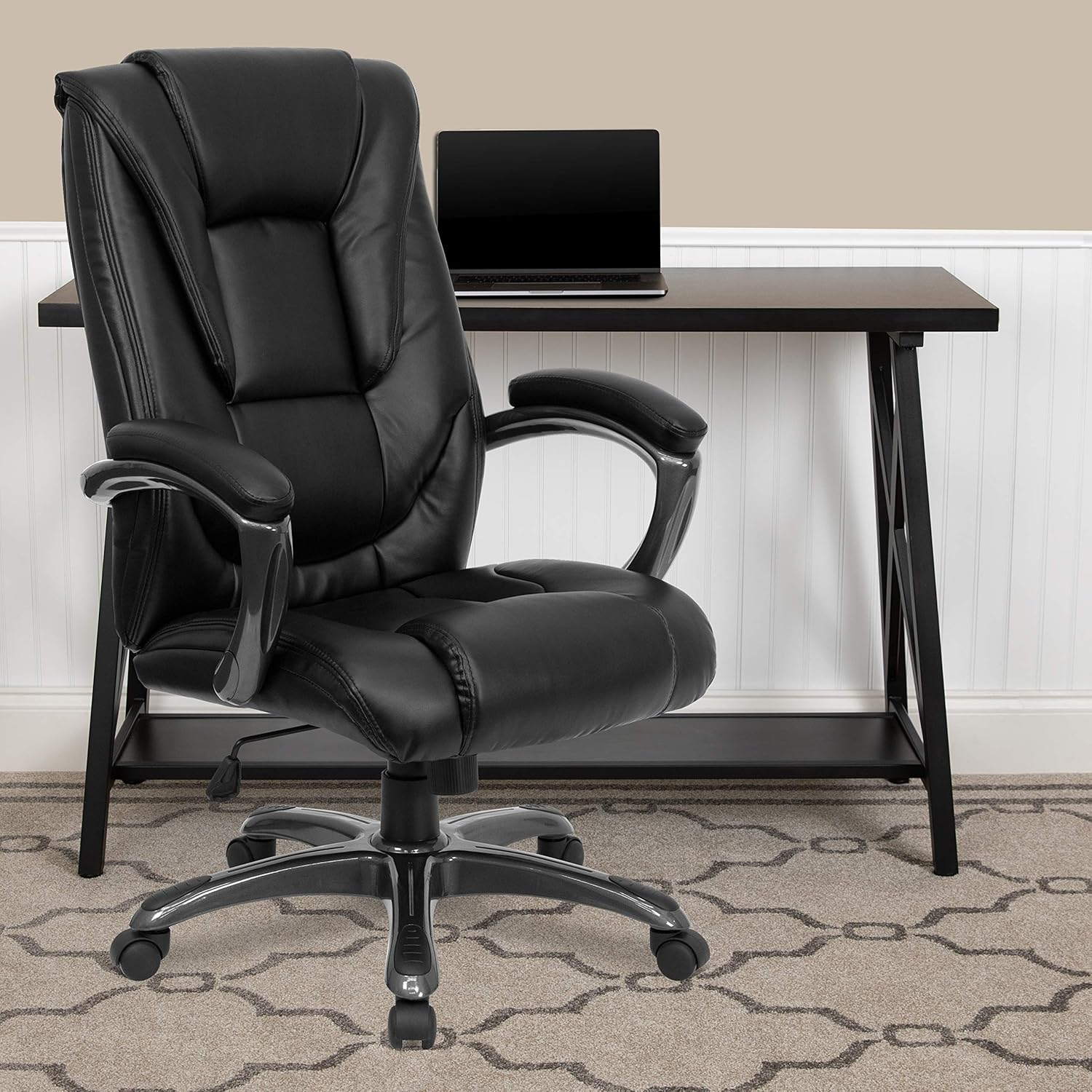 Ergonomic High-Back Black LeatherSoft Executive Swivel Office Chair