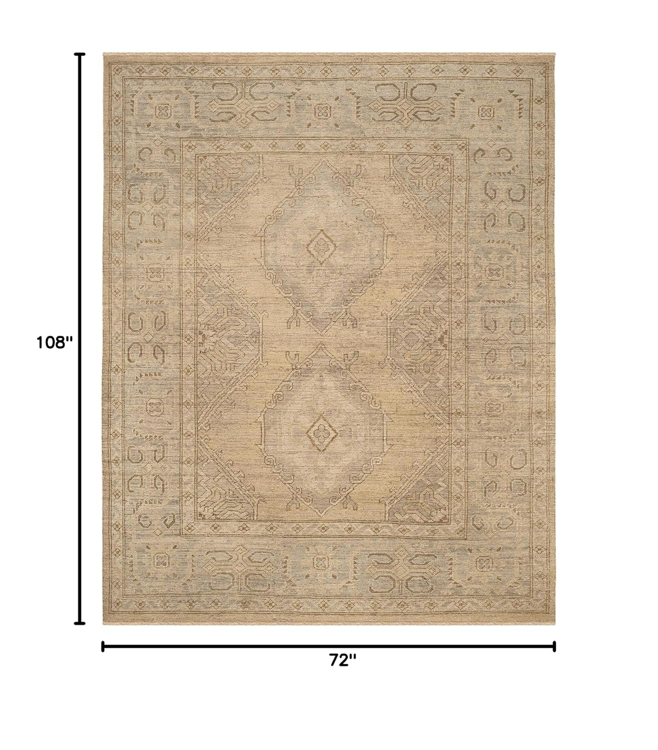 SAFAVIEH Izmir Collection Area Rug - 6' x 9', Gold & Grey, Hand-Knotted Traditional New Zealand Wool, Ideal for High Traffic Areas in Living Room, Bedroom (IZM180A)
