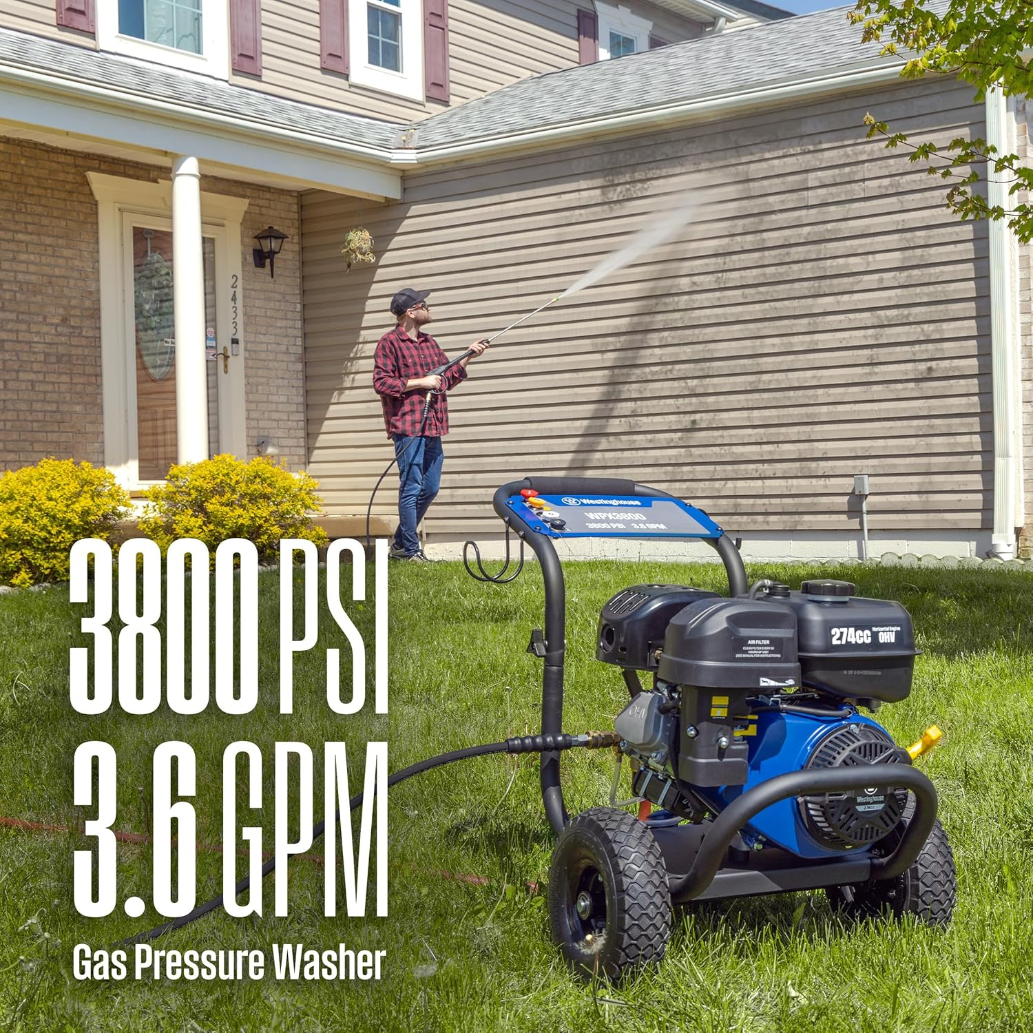 Westinghouse 3800-PSI 3.6-GPM Gas Pressure Washer, Heavy Duty, 5 Nozzles, Soap Tank
