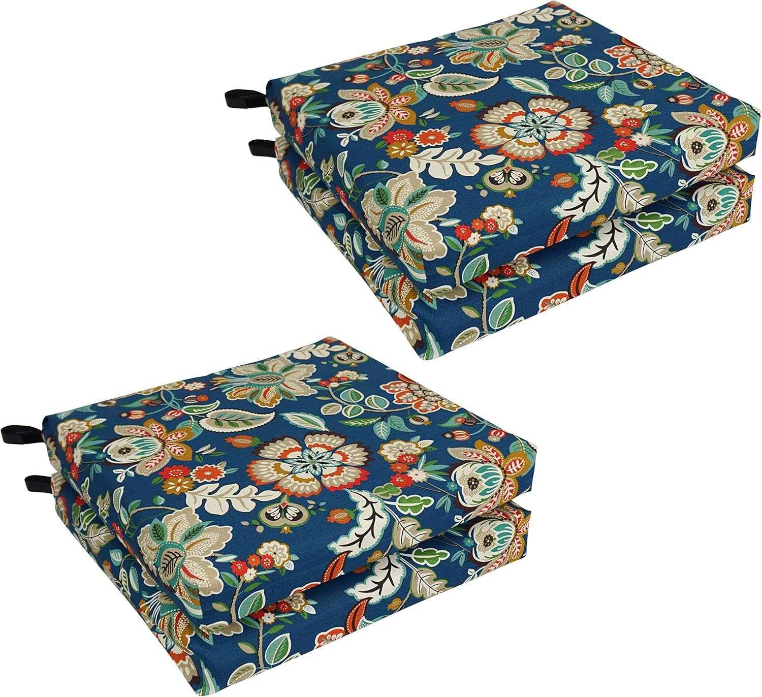 Blazing Needles, 20-inch by 19-inch Patterned Outdoor Spun Polyester Chair Cushions (Set of 4)