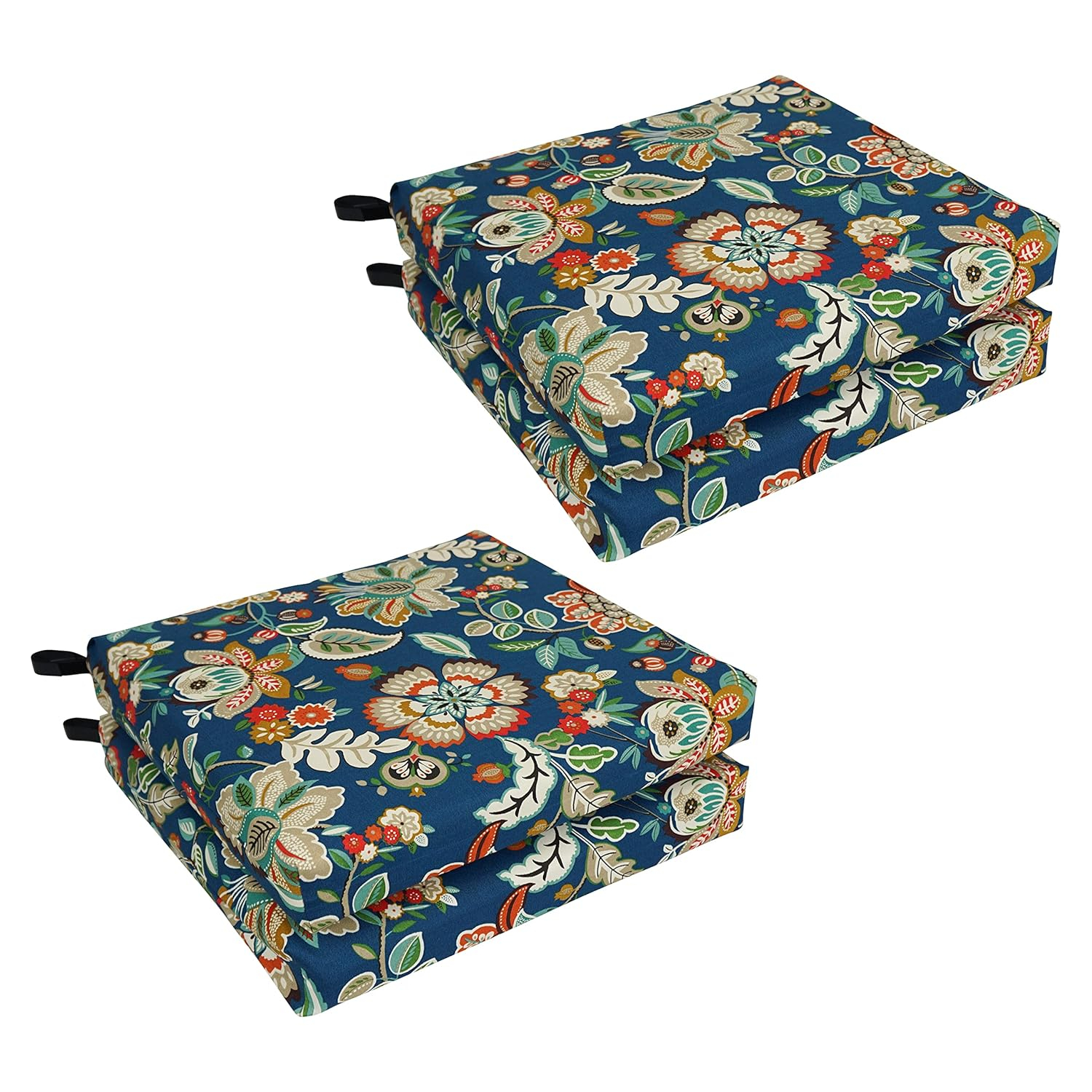 Blazing Needles, 20-inch by 19-inch Patterned Outdoor Spun Polyester Chair Cushions (Set of 4)