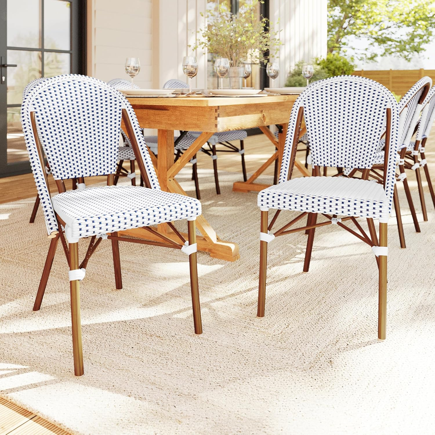 Martha Stewart Martha Stewart Lily Pond All-Weather Stackable Patio Bistro Dining Chairs (Set of 2)