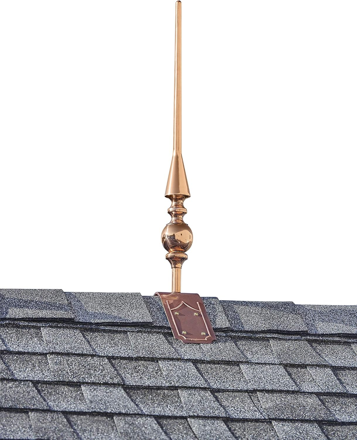 Good Directions 28" Aragon Pure Copper Finial with Decorative Copper Roof Mount - 34"H