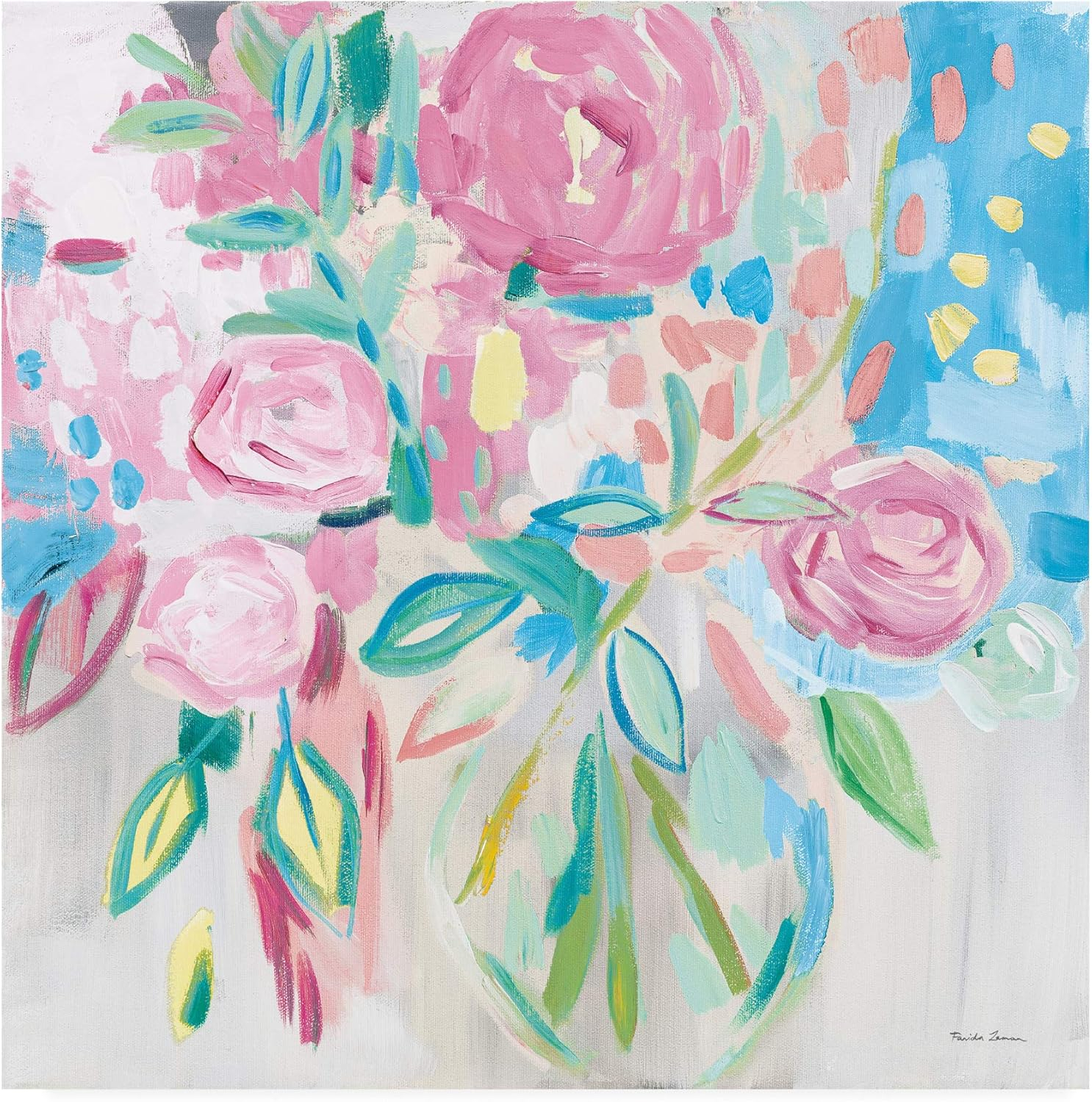 Trademark Fine Art 'Summer Pink Floral Pastel' Canvas Art by Farida Zaman