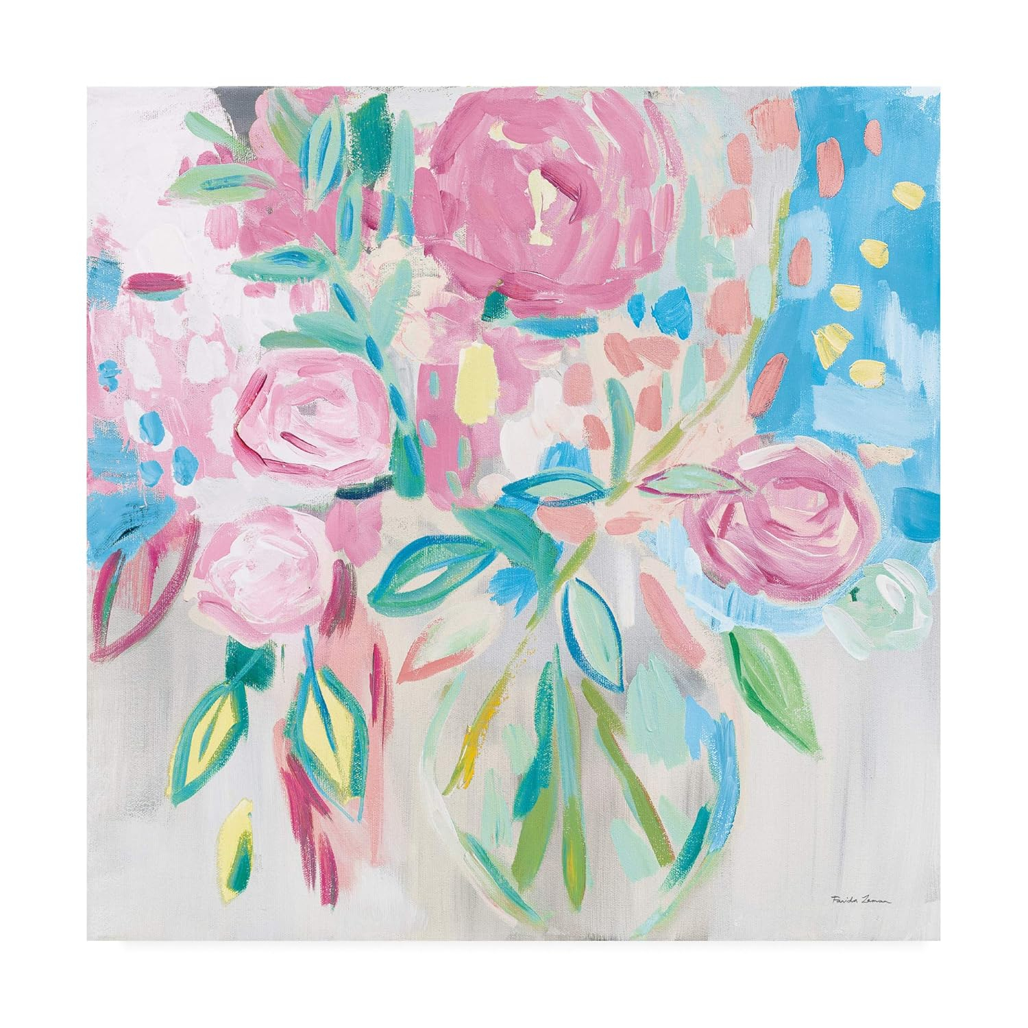 Trademark Fine Art 'Summer Pink Floral Pastel' Canvas Art by Farida Zaman